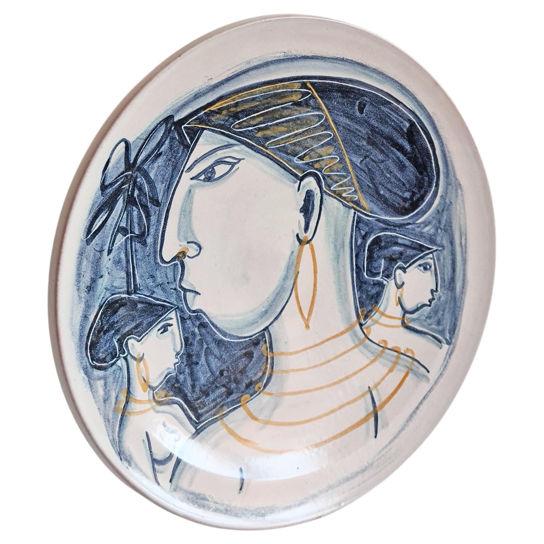 Mid-Century Decorative Plate by Mette Doller, 1950s For Sale