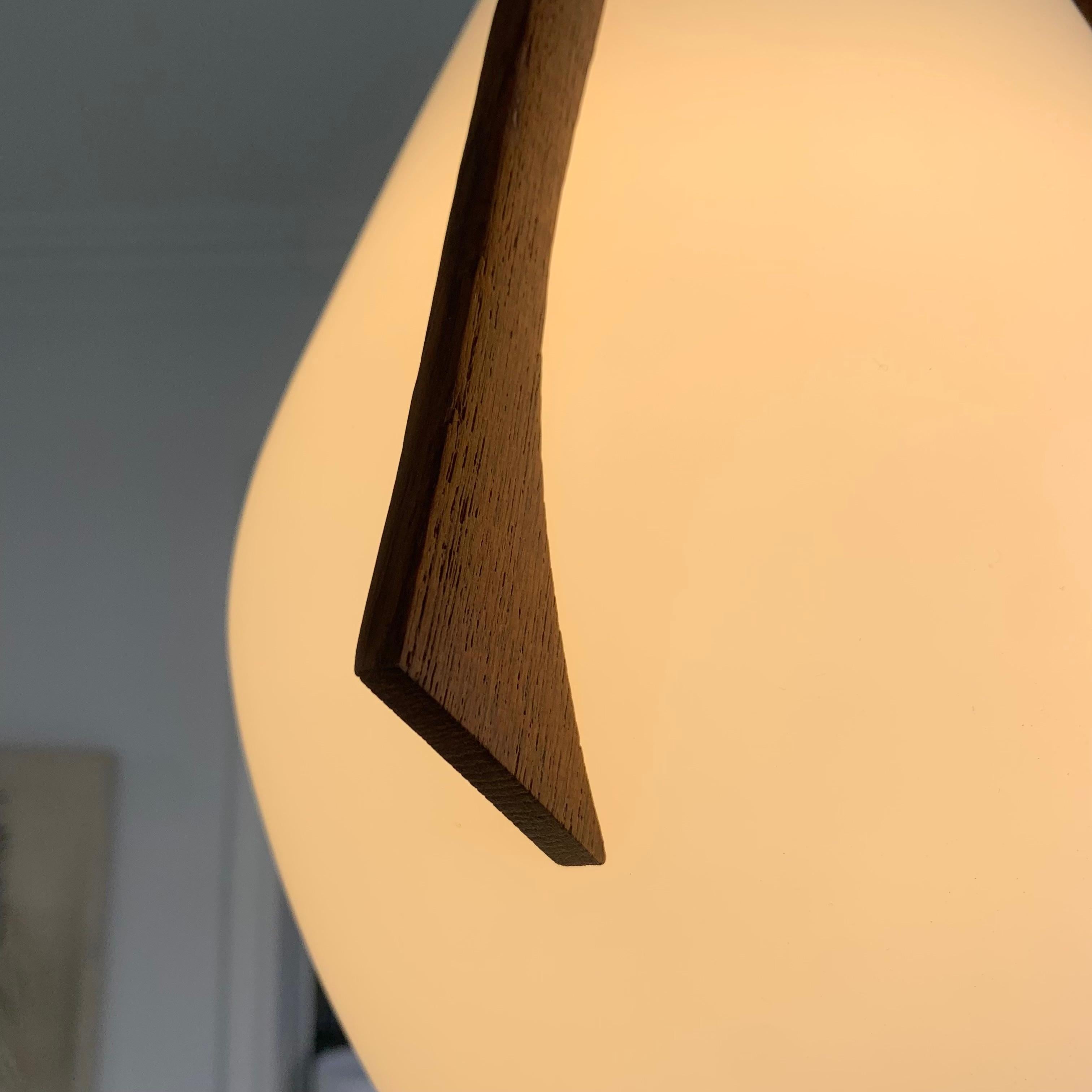 Mid-Century Decorative Teck and Brass Pendant Lamp, circa 1960, Italy. For Sale 6