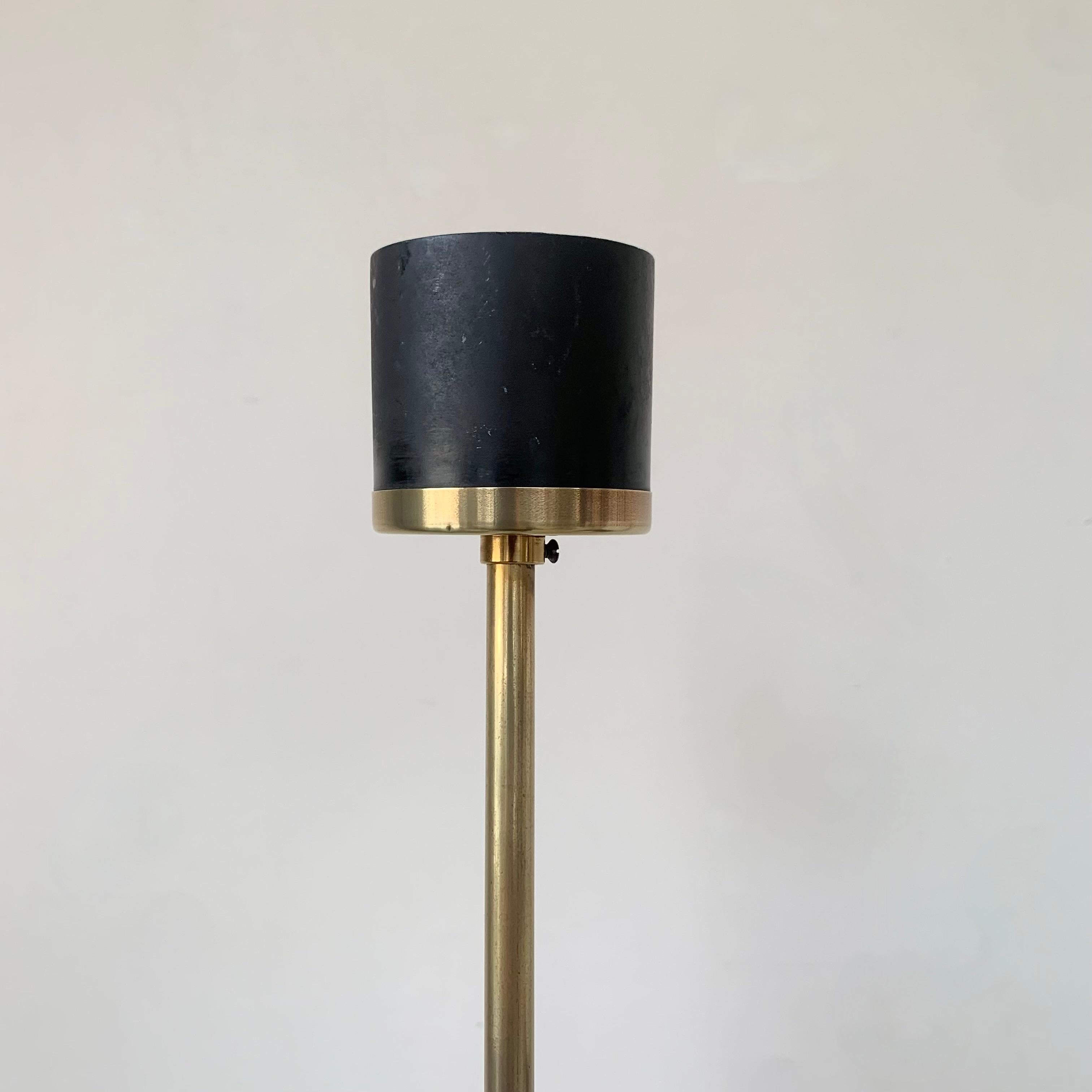 Mid-Century Decorative Teck and Brass Pendant Lamp, circa 1960, Italy. For Sale 10