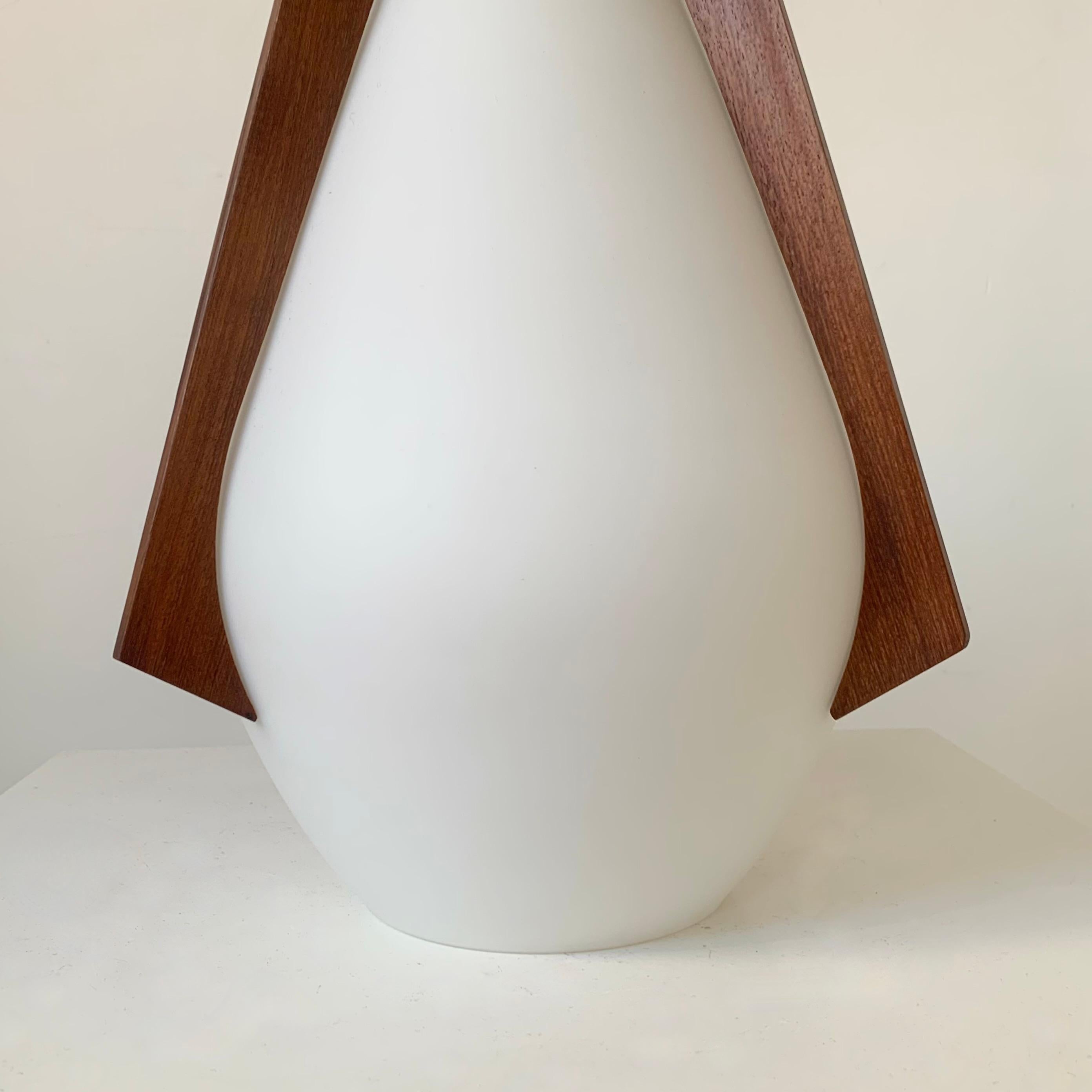 Mid-Century Decorative Teck and Brass Pendant Lamp, circa 1960, Italy. For Sale 1