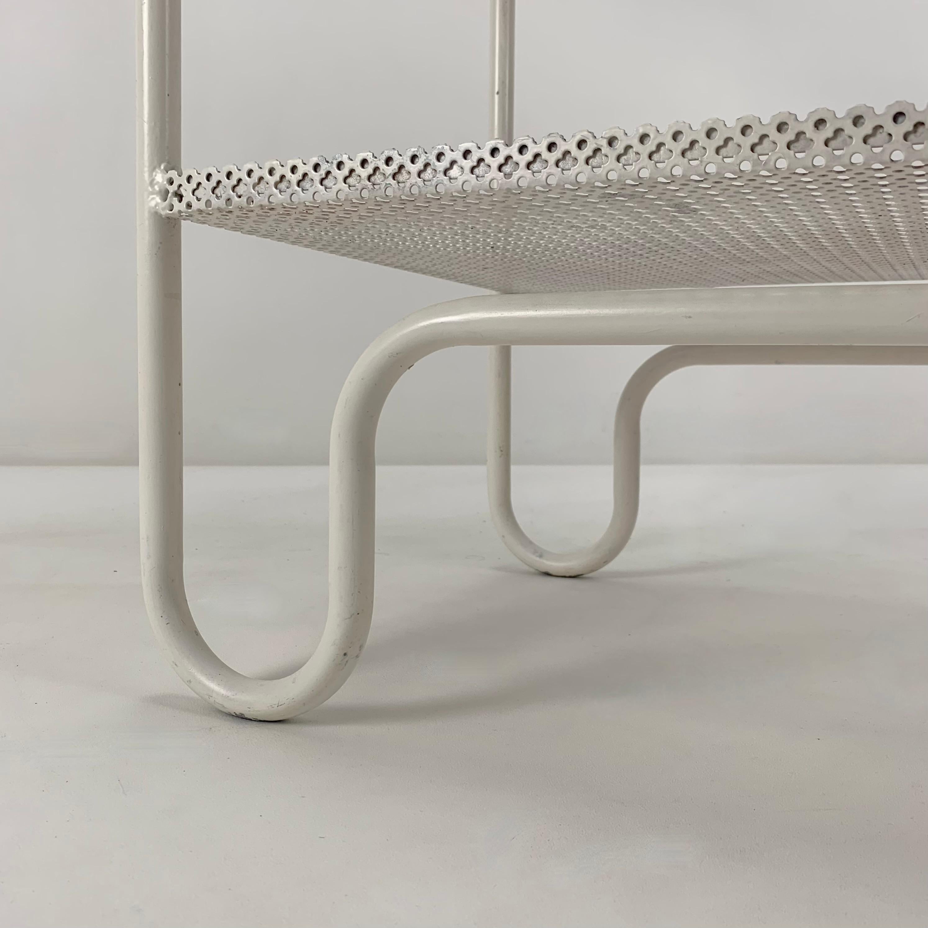 Mid-20th Century Mid-Century Decorative White Perforated Metal Bar Cart, circa 1950, France.