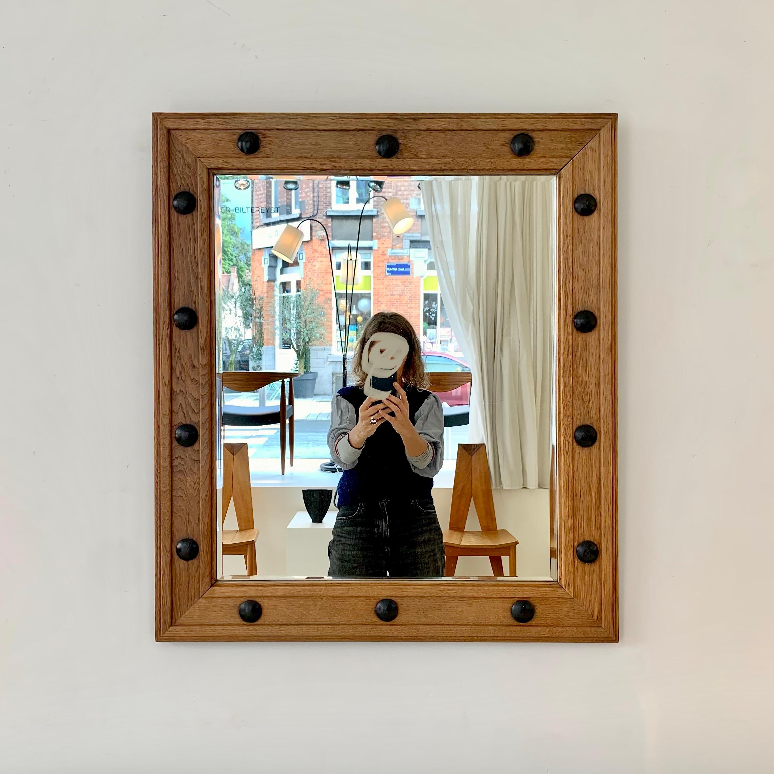 Mid-Century Modern Mid-Century Decorative Wood Mirror, circa 1950, France.