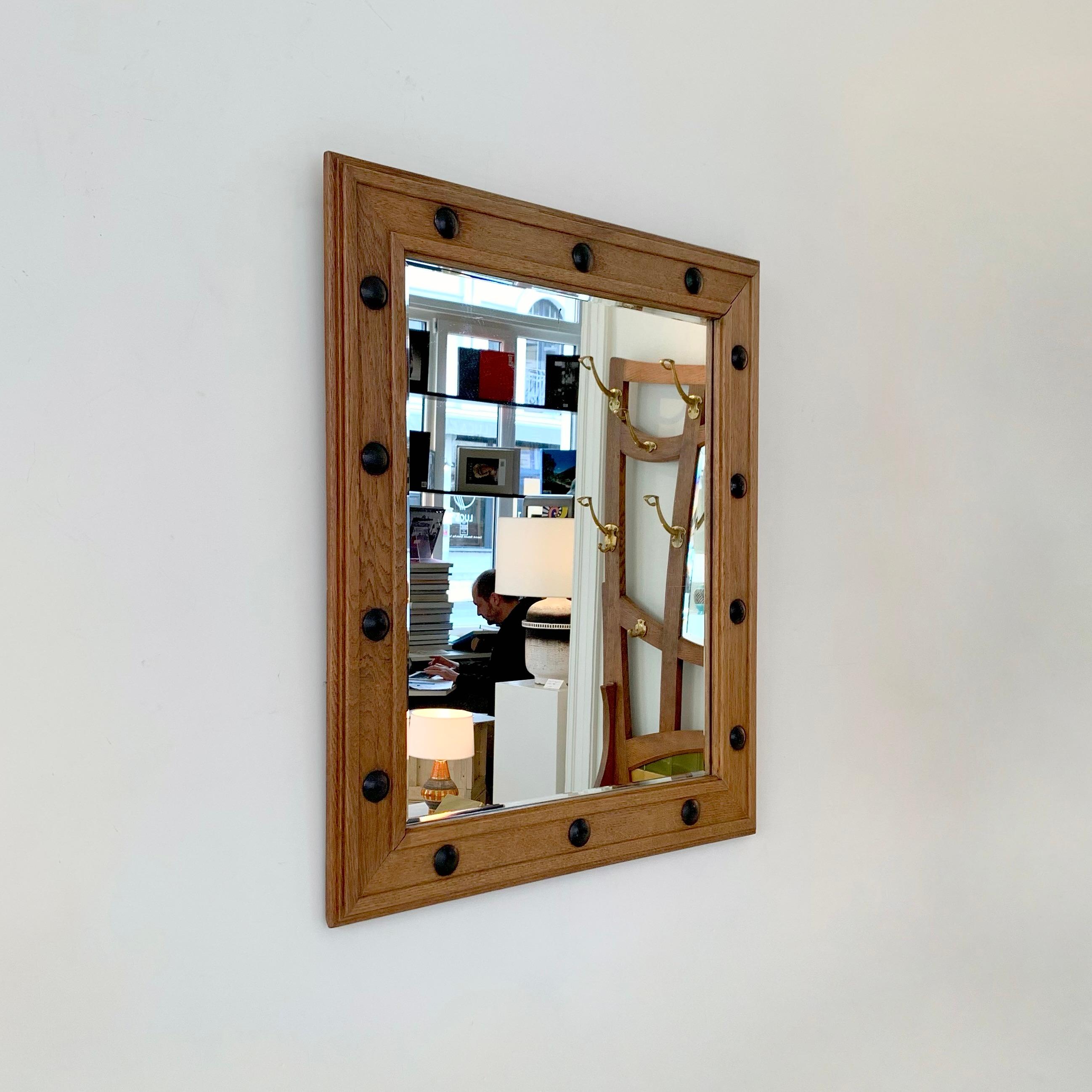 French Mid-Century Decorative Wood Mirror, circa 1950, France.