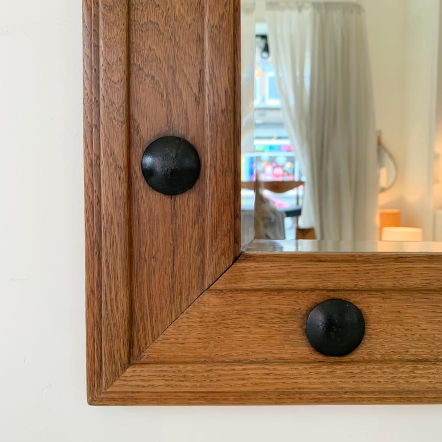 Mid-Century Decorative Wood Mirror, circa 1950, France. In Good Condition In Brussels, BE