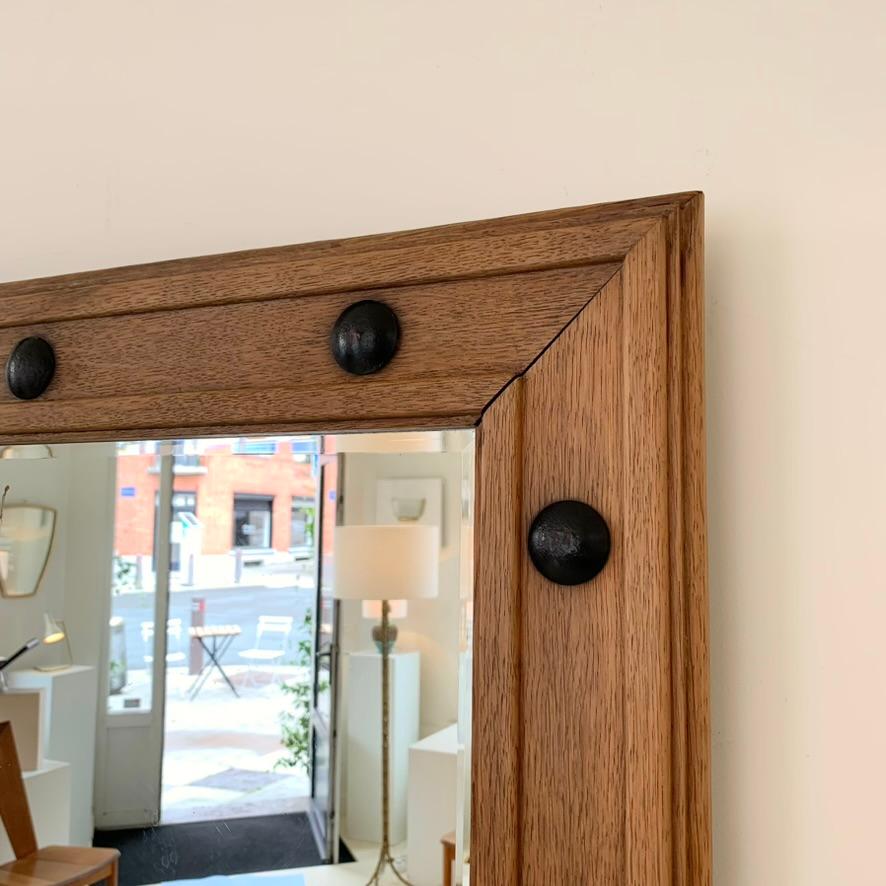 Metal Mid-Century Decorative Wood Mirror, circa 1950, France.
