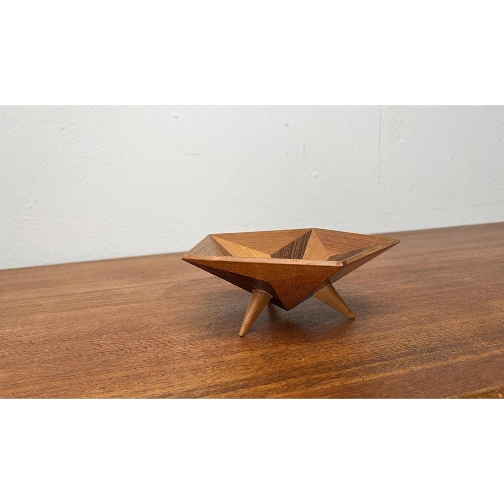 20th Century Mid-Century Decorative Wooden Tripod Bowl, 1960s For Sale
