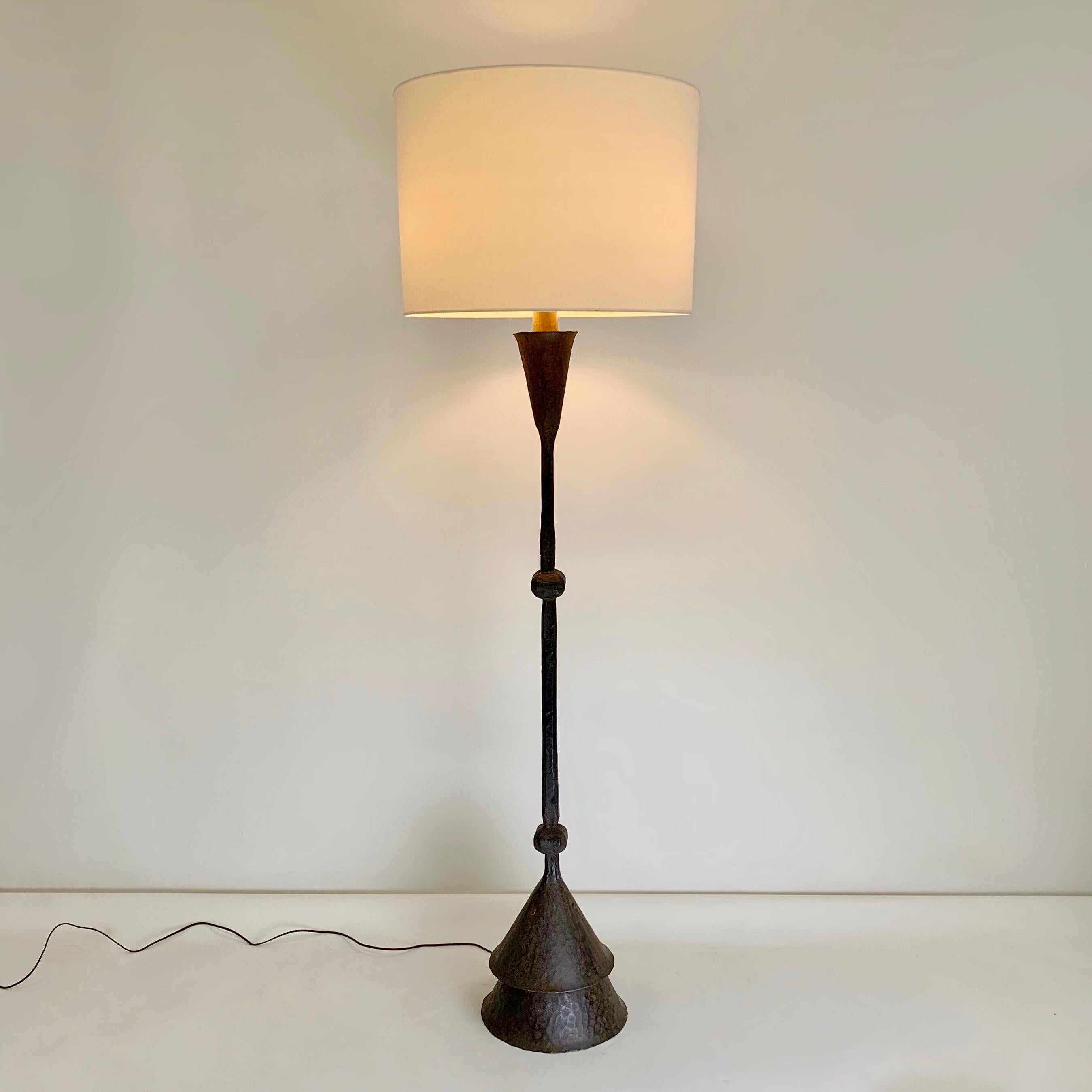 Mid-Century Modern Mid-Century Decorative Wrought Iron Floor Lamp, circa 1950, France. For Sale
