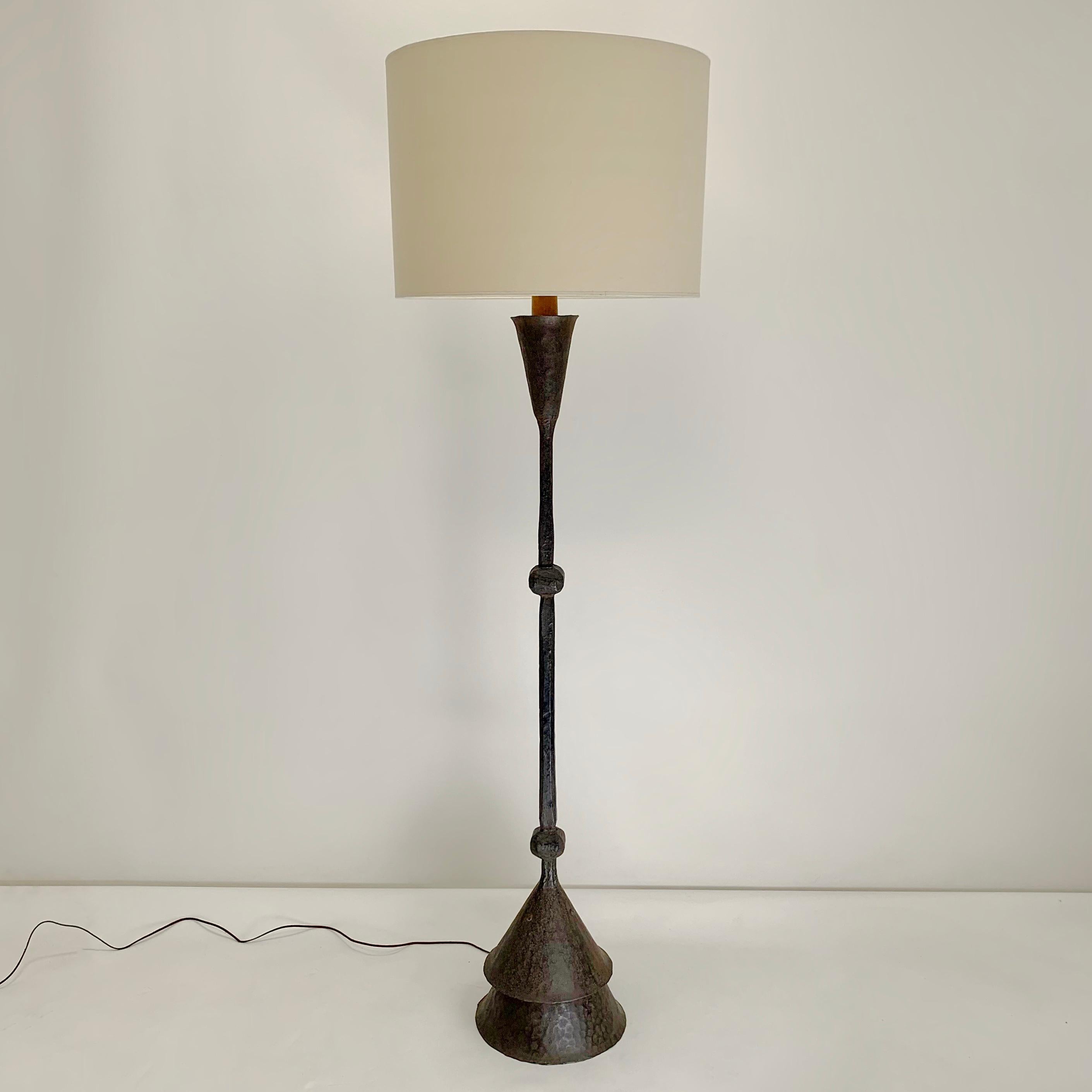 French Mid-Century Decorative Wrought Iron Floor Lamp, circa 1950, France. For Sale