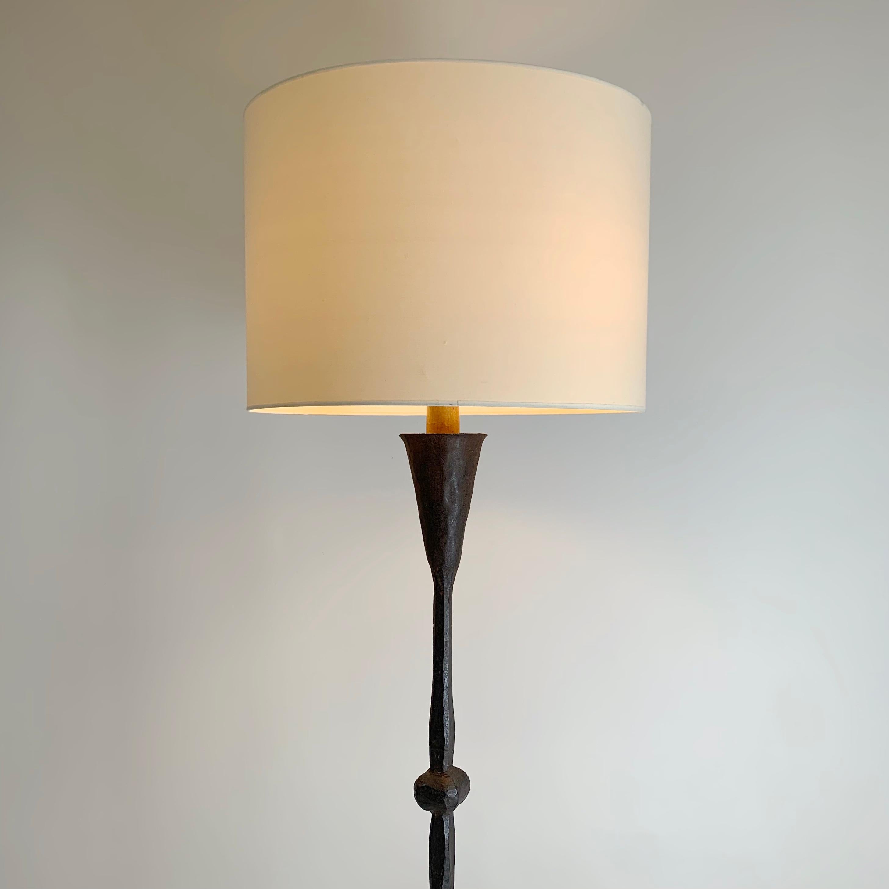 Mid-20th Century Mid-Century Decorative Wrought Iron Floor Lamp, circa 1950, France. For Sale