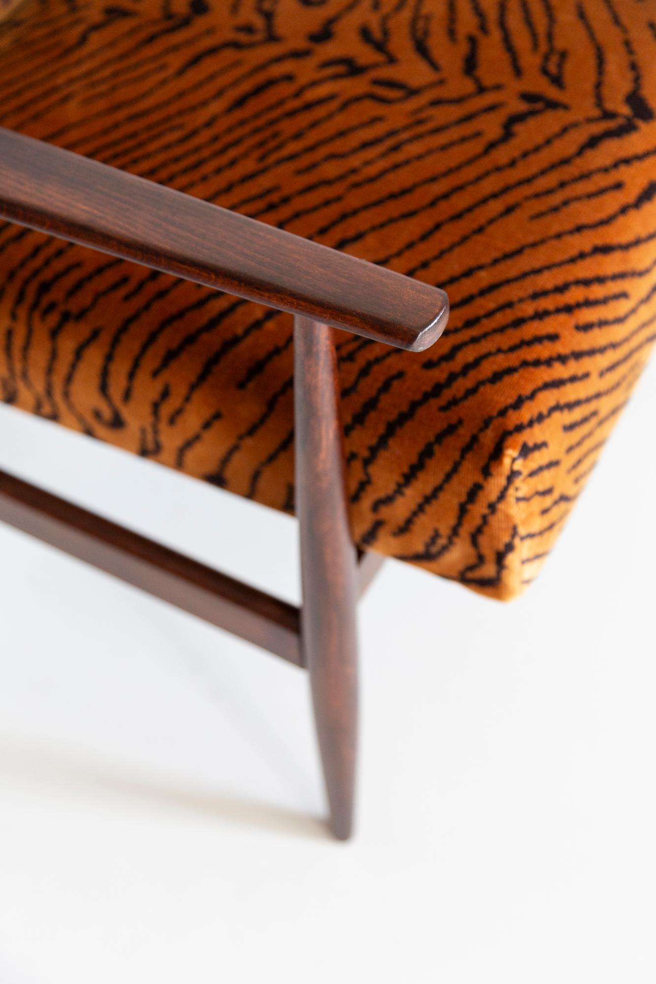 Mid Century Dedar Tiger Velvet Dante Armchair, H. Lis, Europe, 1960s For Sale 7