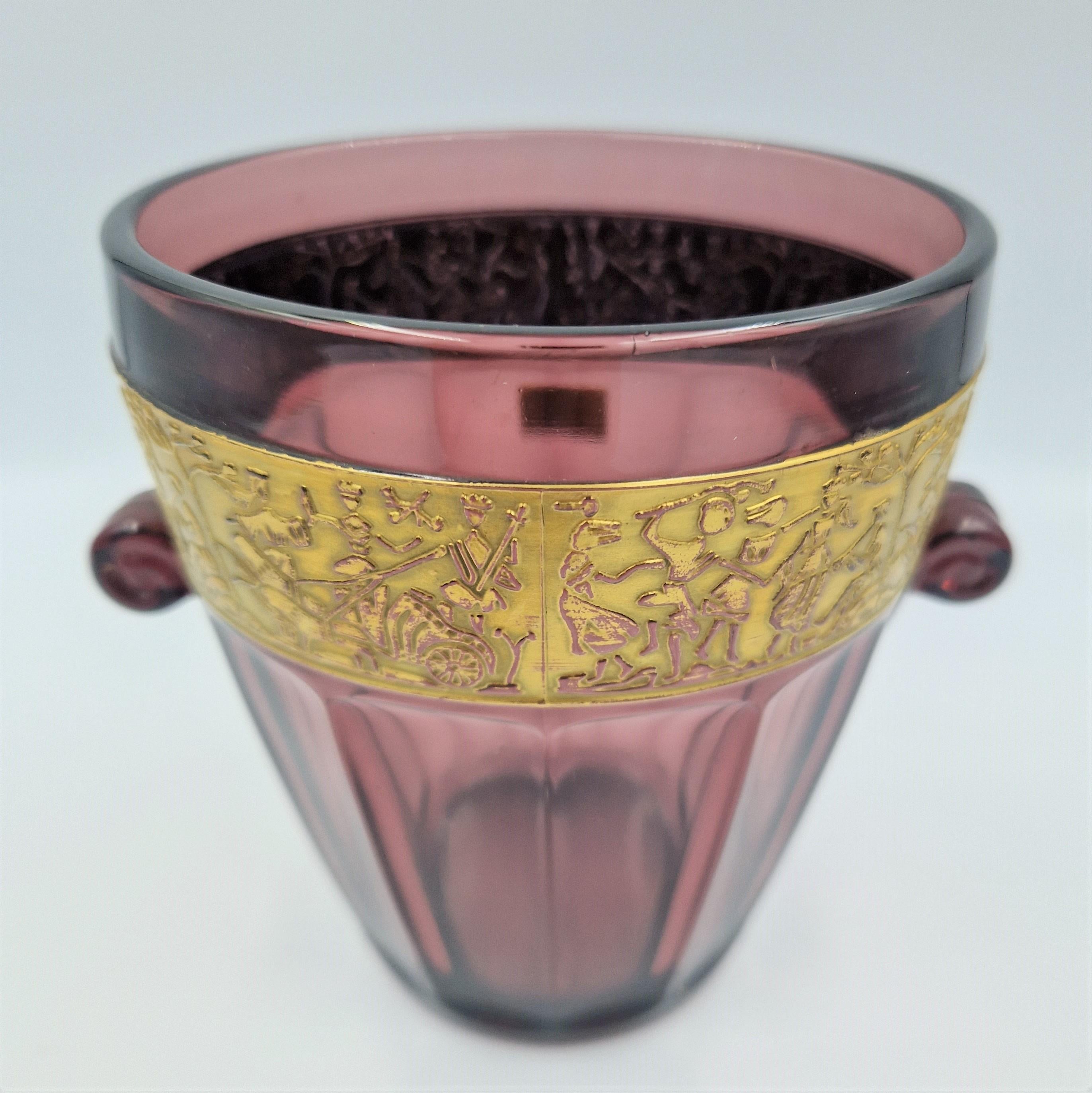 Faceted Mid Century Deep Purple Ice Cooler from August Walther. 1930 - 1940 For Sale