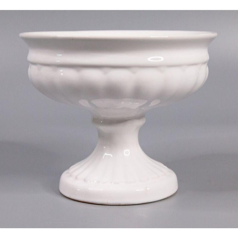 Dutch Mid-Century Delft White Porcelain Compote Pedestal Bowl Candy Dish