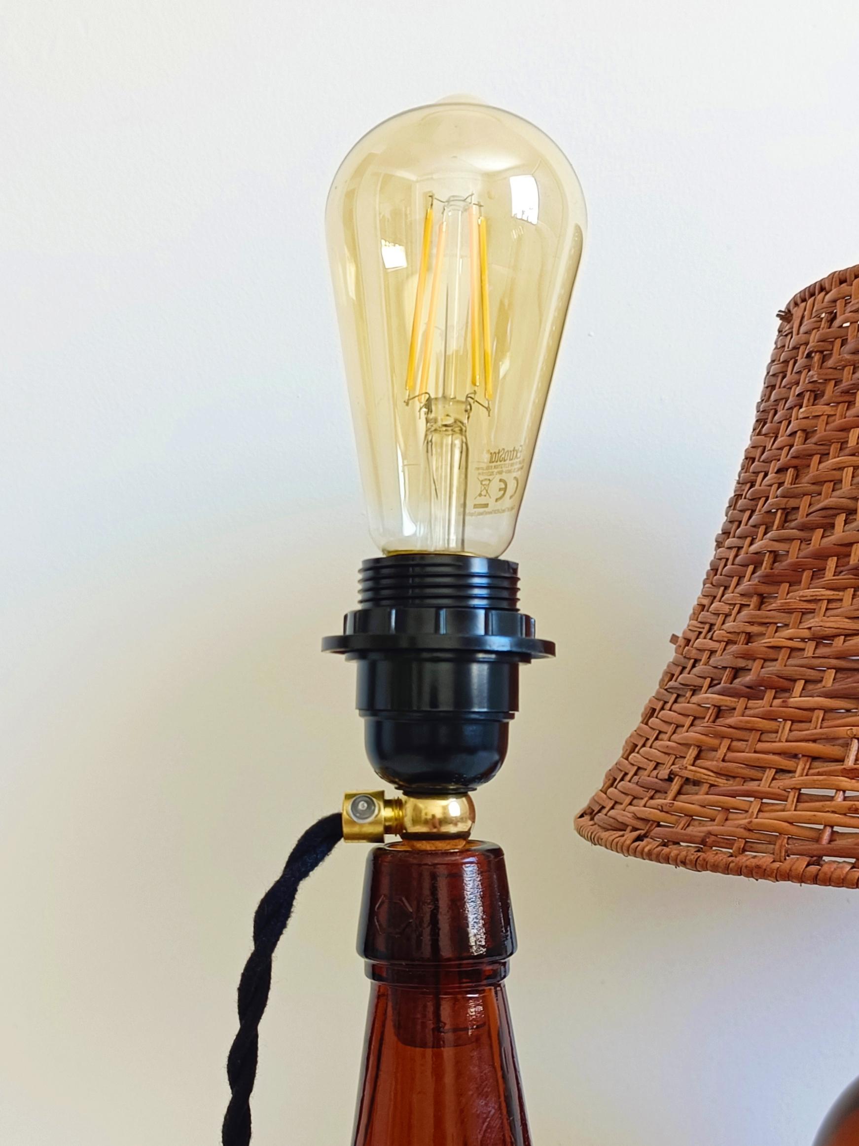 Mid Century Demijohn and Wicker Pair of Table Lamps, 1950s 6