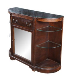 Mid Century Demilune Chippendale Style Mahogany Console Table Hall Cabinet 47"