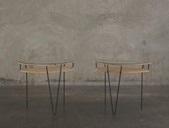 Consolle in vimini restaurata Demilune di metà secolo