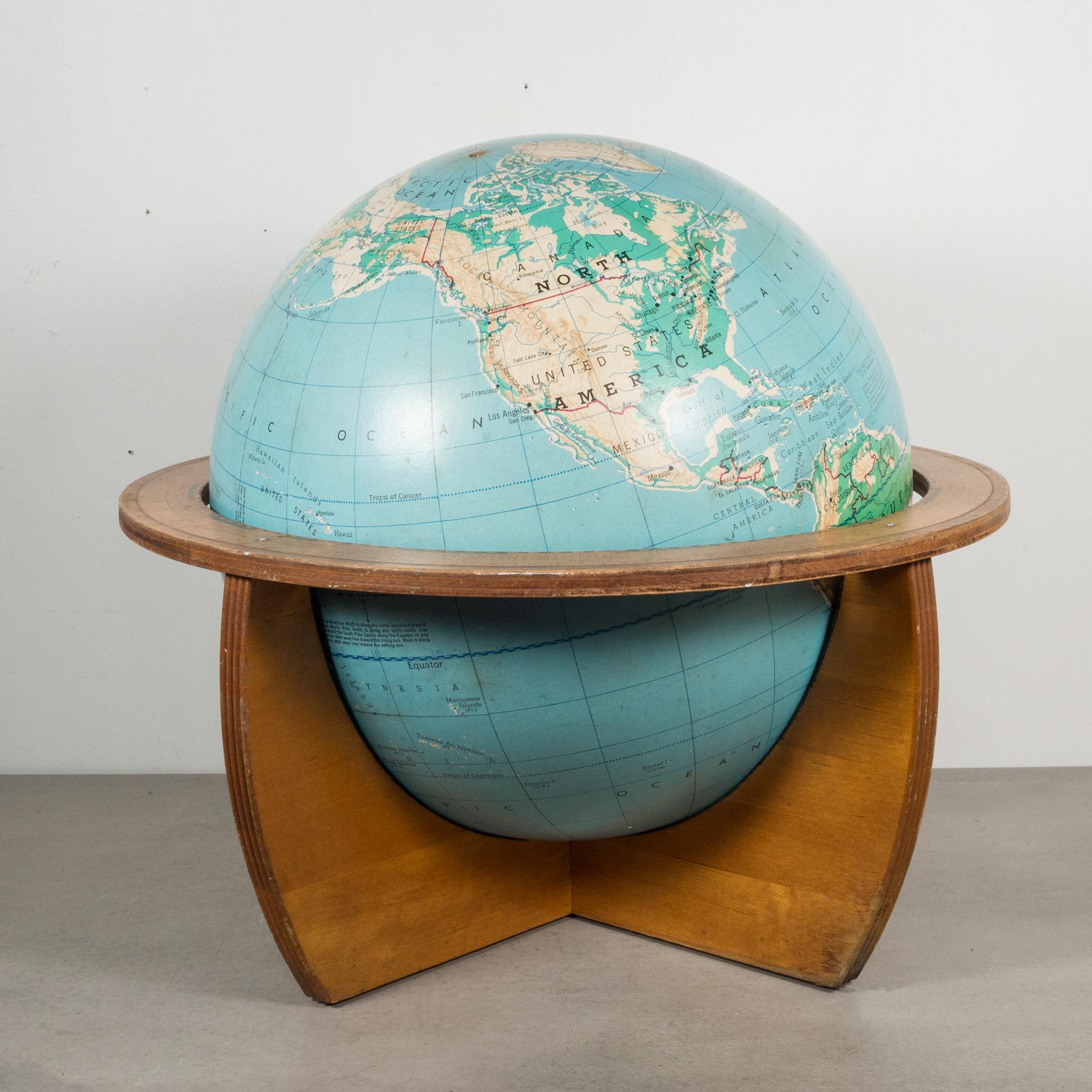 About

This is an original cartocraft physical/political 16 inch globe published by Denoyer-Geppert Company. The globe freely rest on a teak wooden base. The base interior is covered with the original felt which allows the globe to spin easily.