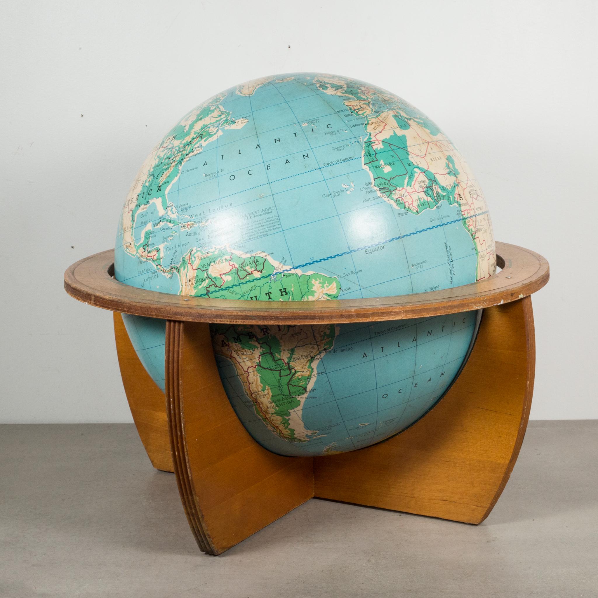 globe with wooden stand