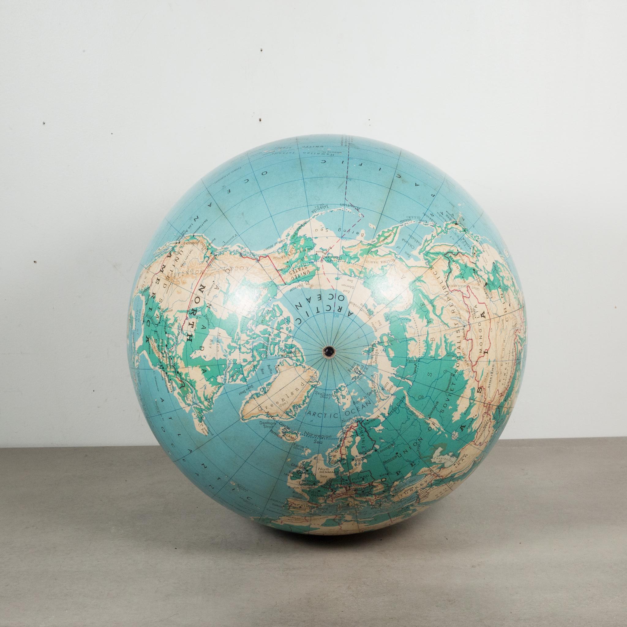 Mid-Century Modern Mid-Century Denoyer-Geppert Globe on Wooden Stand by C.1960