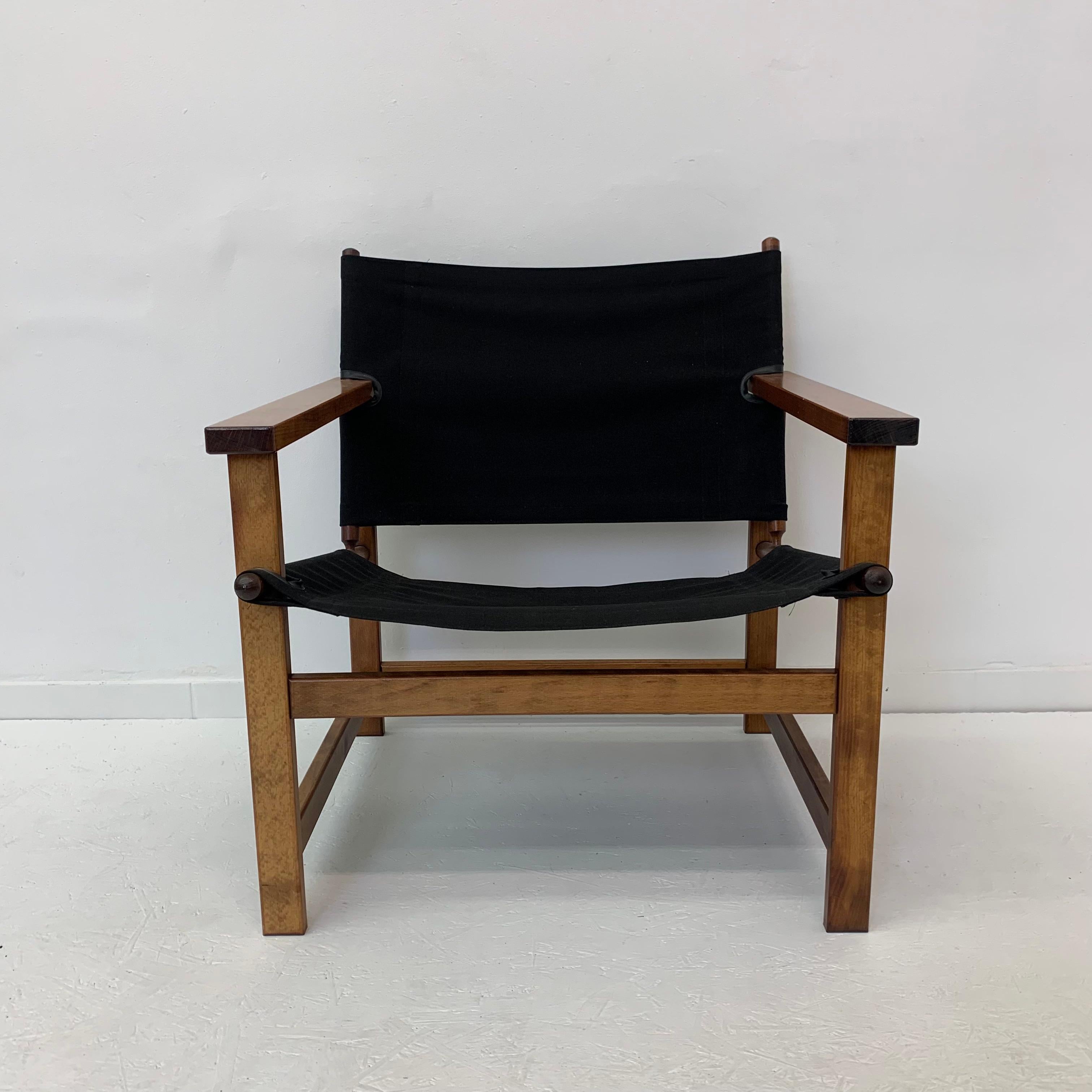 Gustavian Mid-Century Desgn Safari Chair by Hyllinge Møbler Denmark, 1970’s For Sale