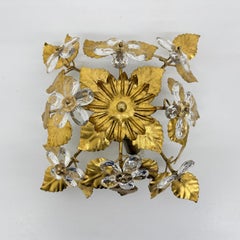 Mid-century design banci style ceiling lamp crystal flower , 1970s