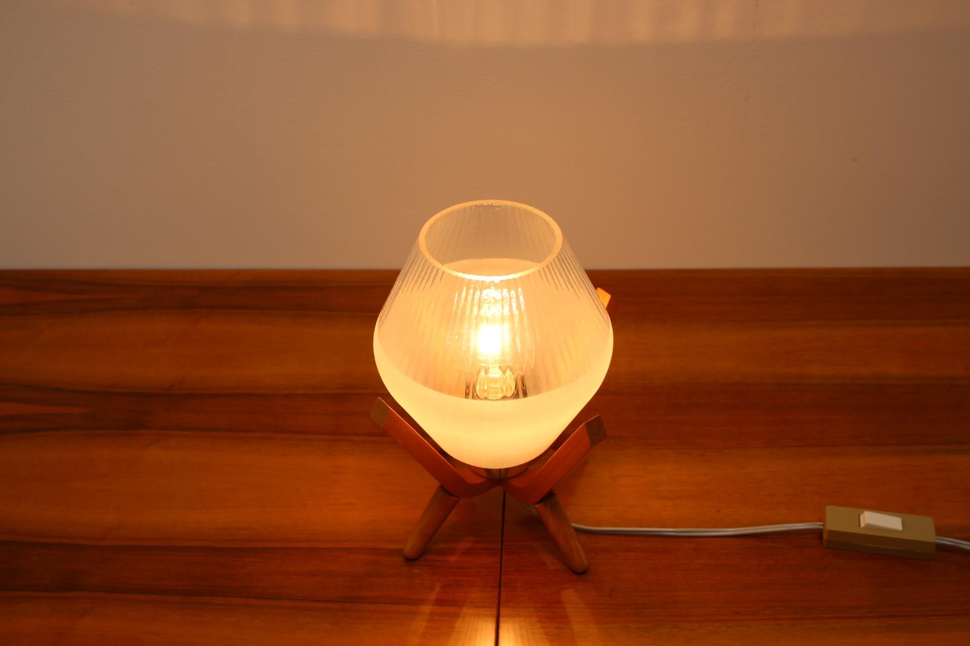 Glass Mid-Century Design Bedside Table Lamp, 1970's