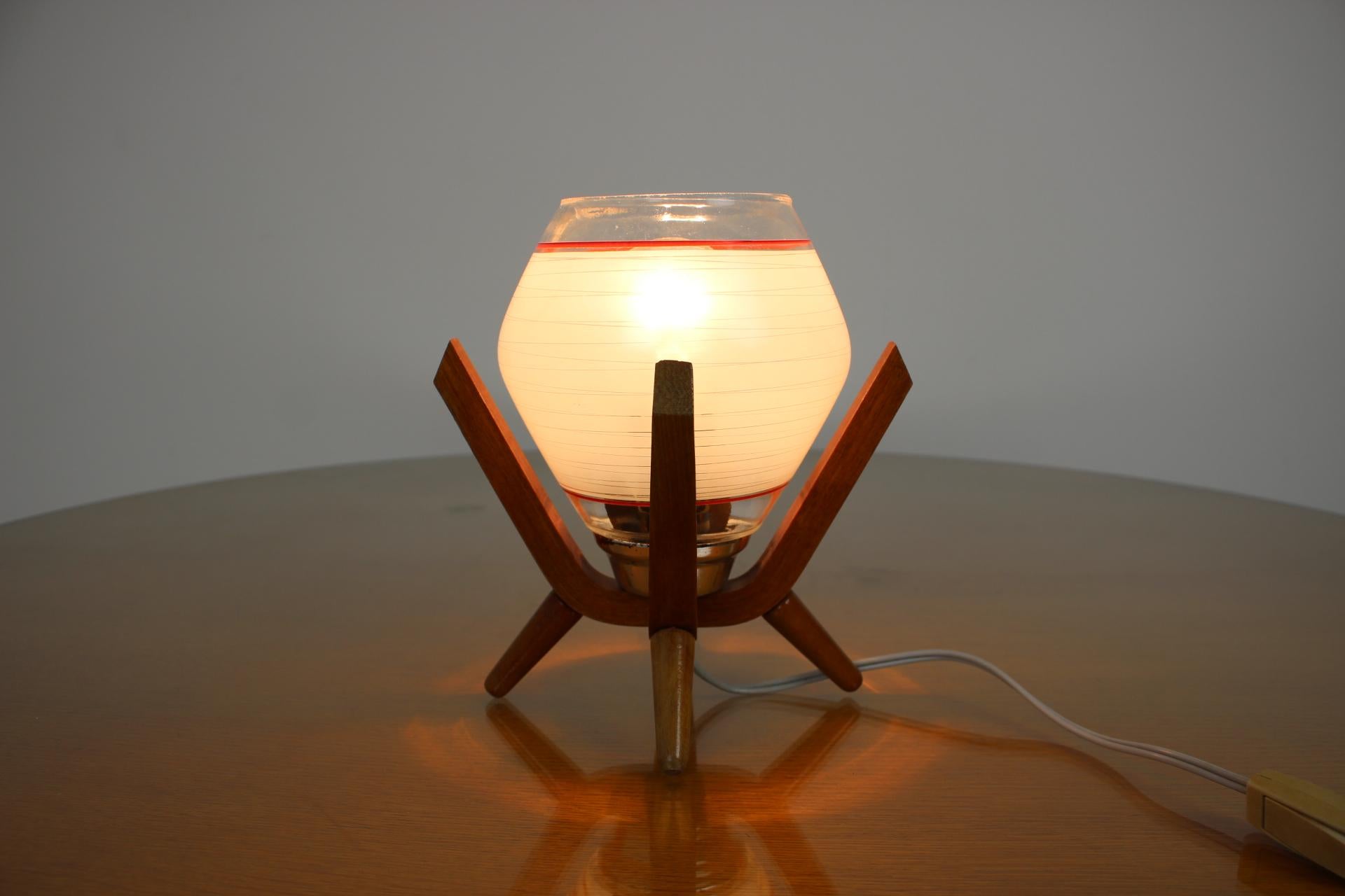 Late 20th Century Midcentury Design Bedside Table Lamp Dřevo Humpolec, 1970s For Sale