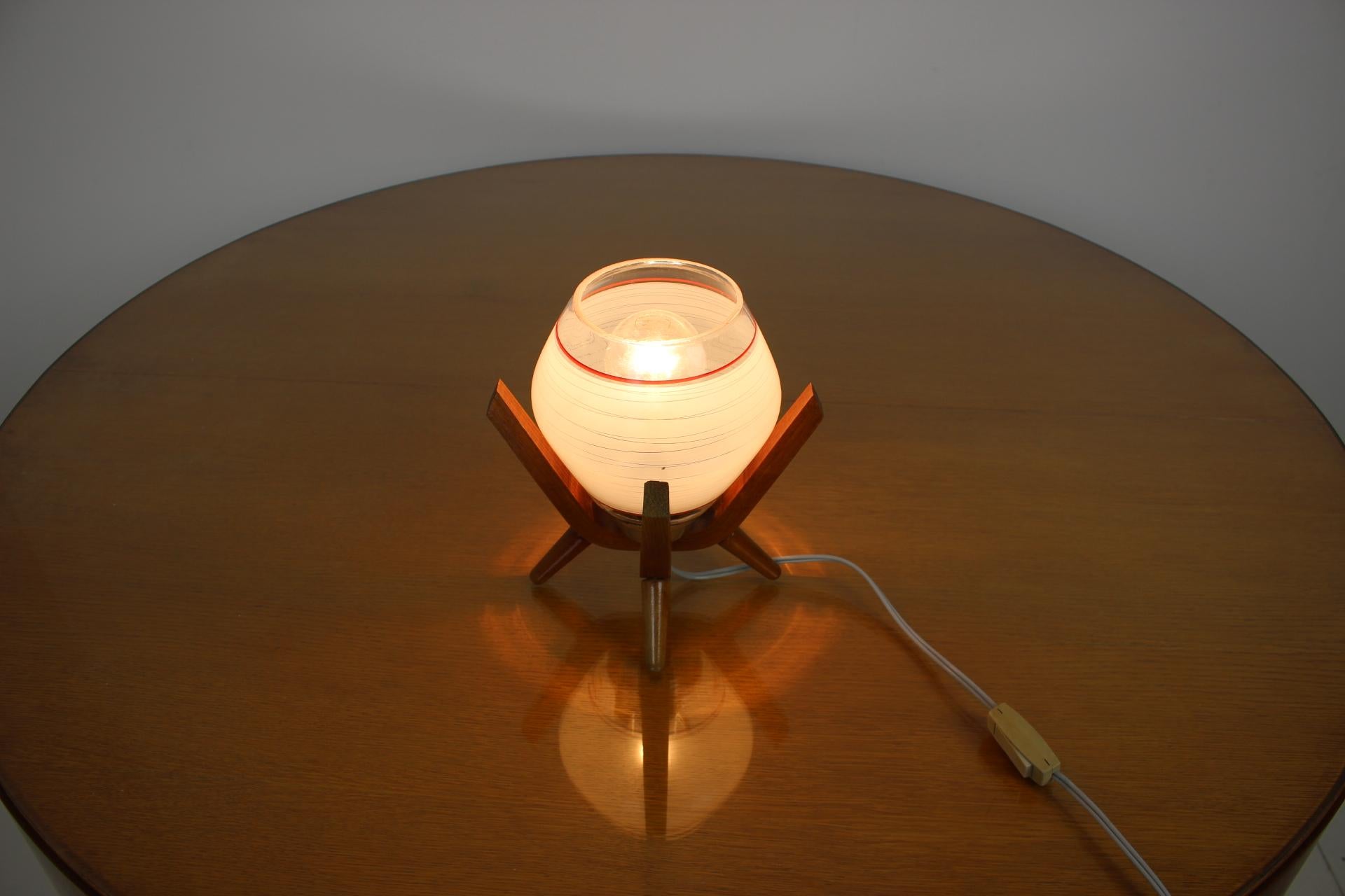 Midcentury Design Bedside Table Lamp Dřevo Humpolec, 1970s For Sale 1