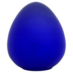 Mid-century design blue glass egg shaped table lamp , 1970s