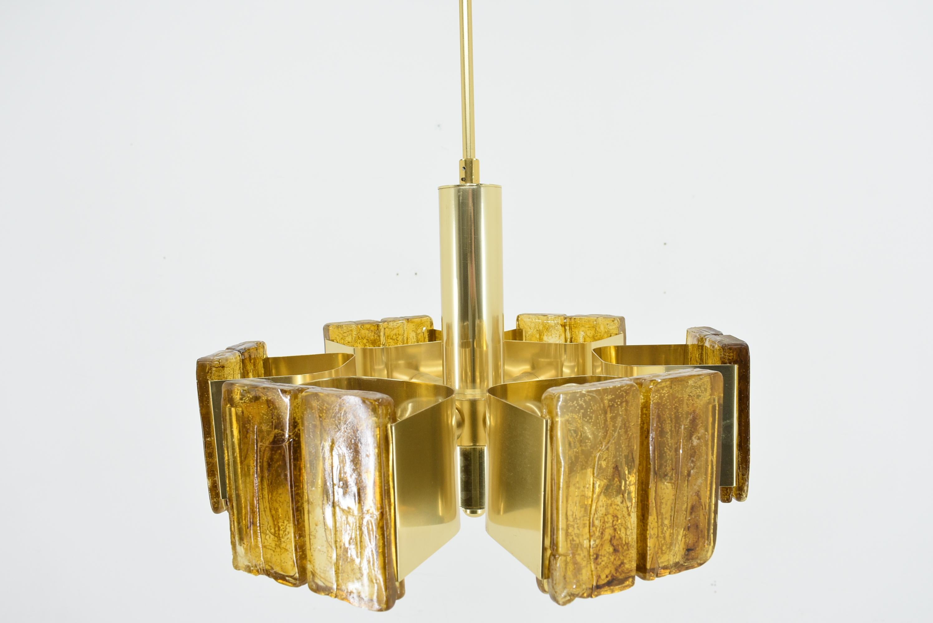 Mid-Century Design Brass and Resin Pendant, 1960s / Hungary For Sale 9