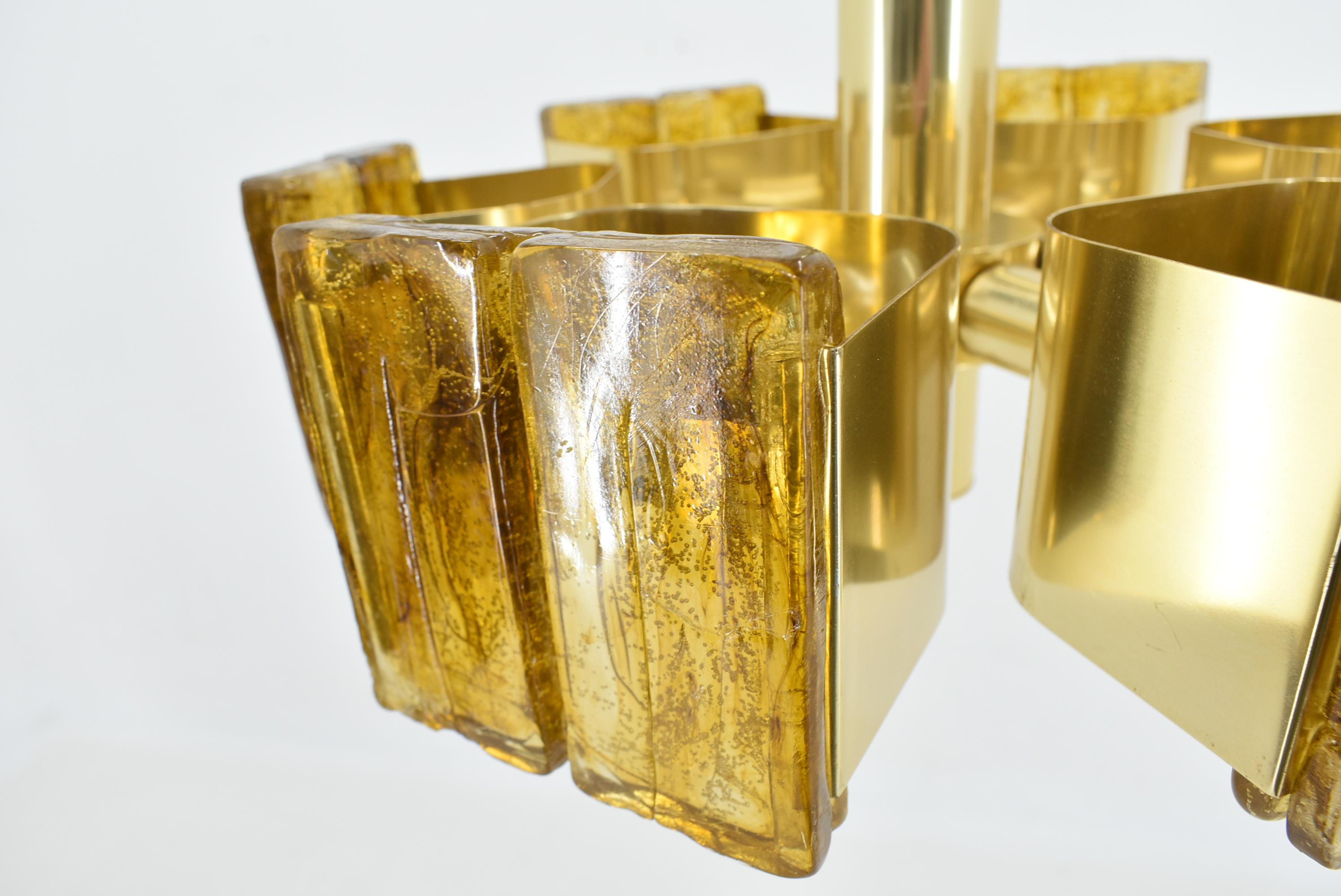 Mid-20th Century Mid-Century Design Brass and Resin Pendant, 1960s / Hungary For Sale