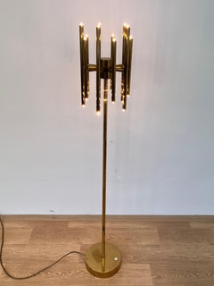 Mid century Design Brass Floor Lamp, 1980s in style of Gaetano Sciolari
