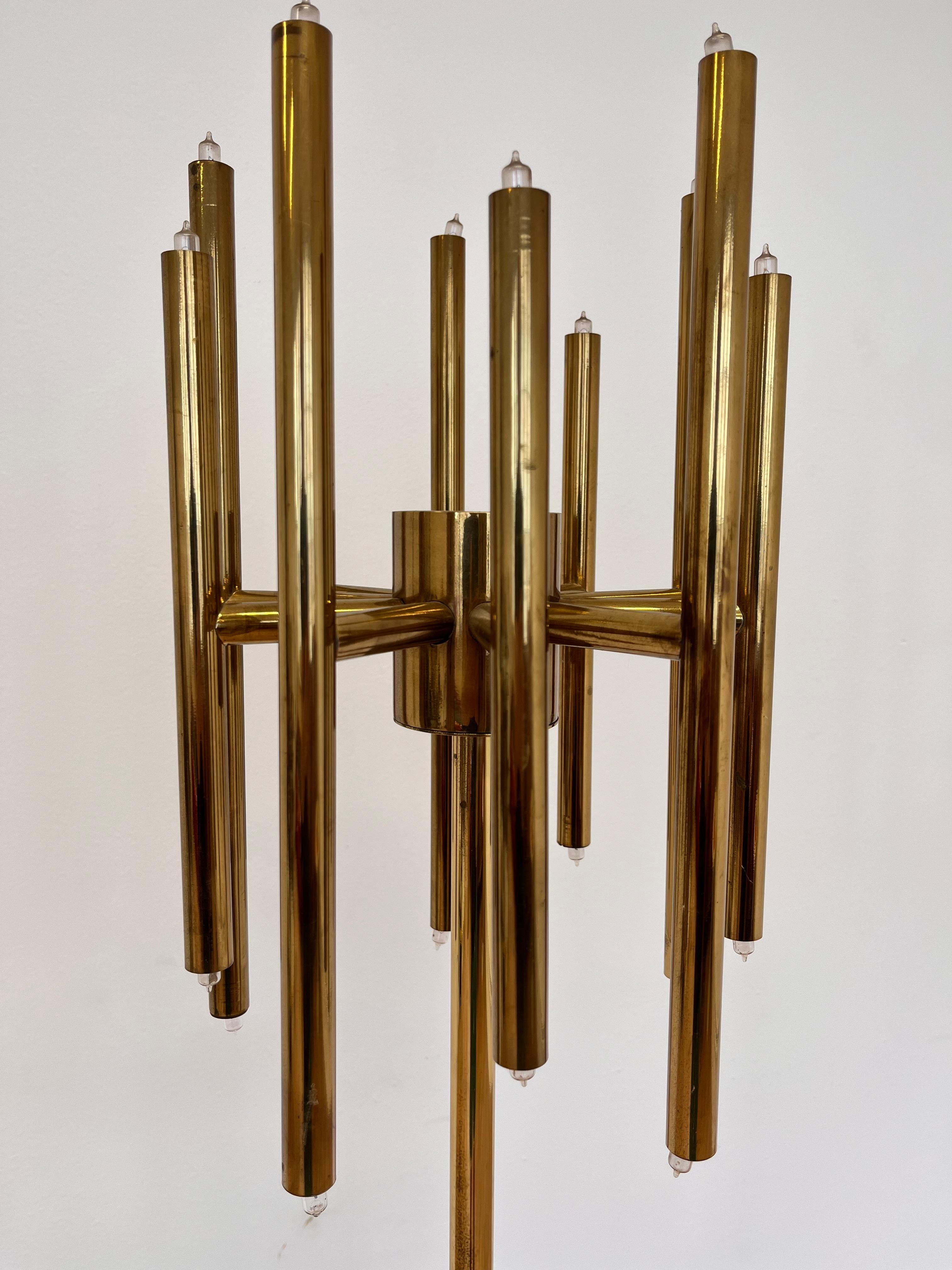 Mid century Design Brass Floor Lamp, 1980s in style of Gaetano Sciolari For Sale 2
