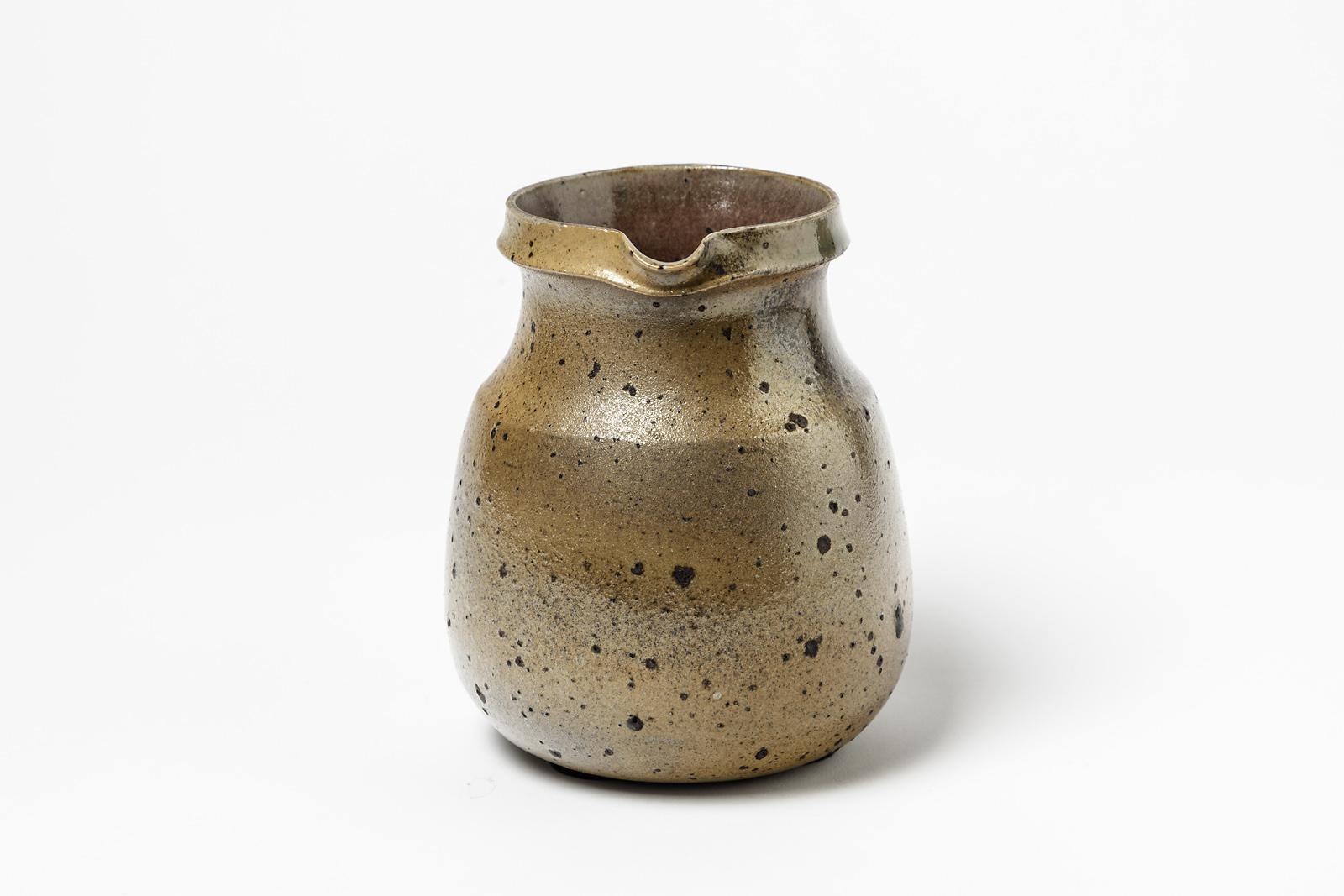 Mid-Century Modern Midcentury Design Brown Stoneware Ceramic Pitcher by Robert Deblander, 1975