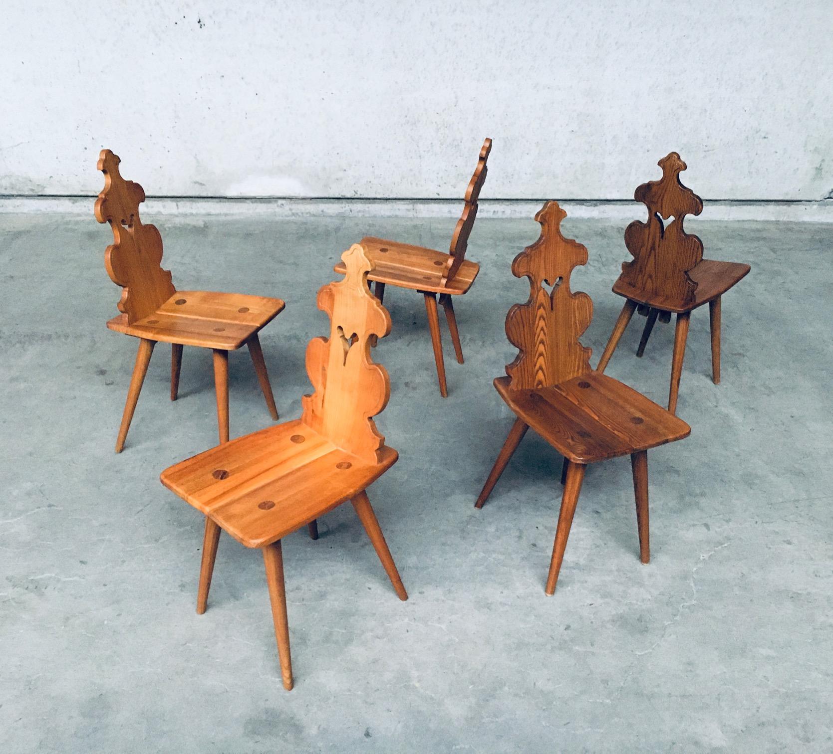Rustique Ensemble de chaises Tiroler de style brutaliste mi-siècle, Pologne, années 1960 en vente