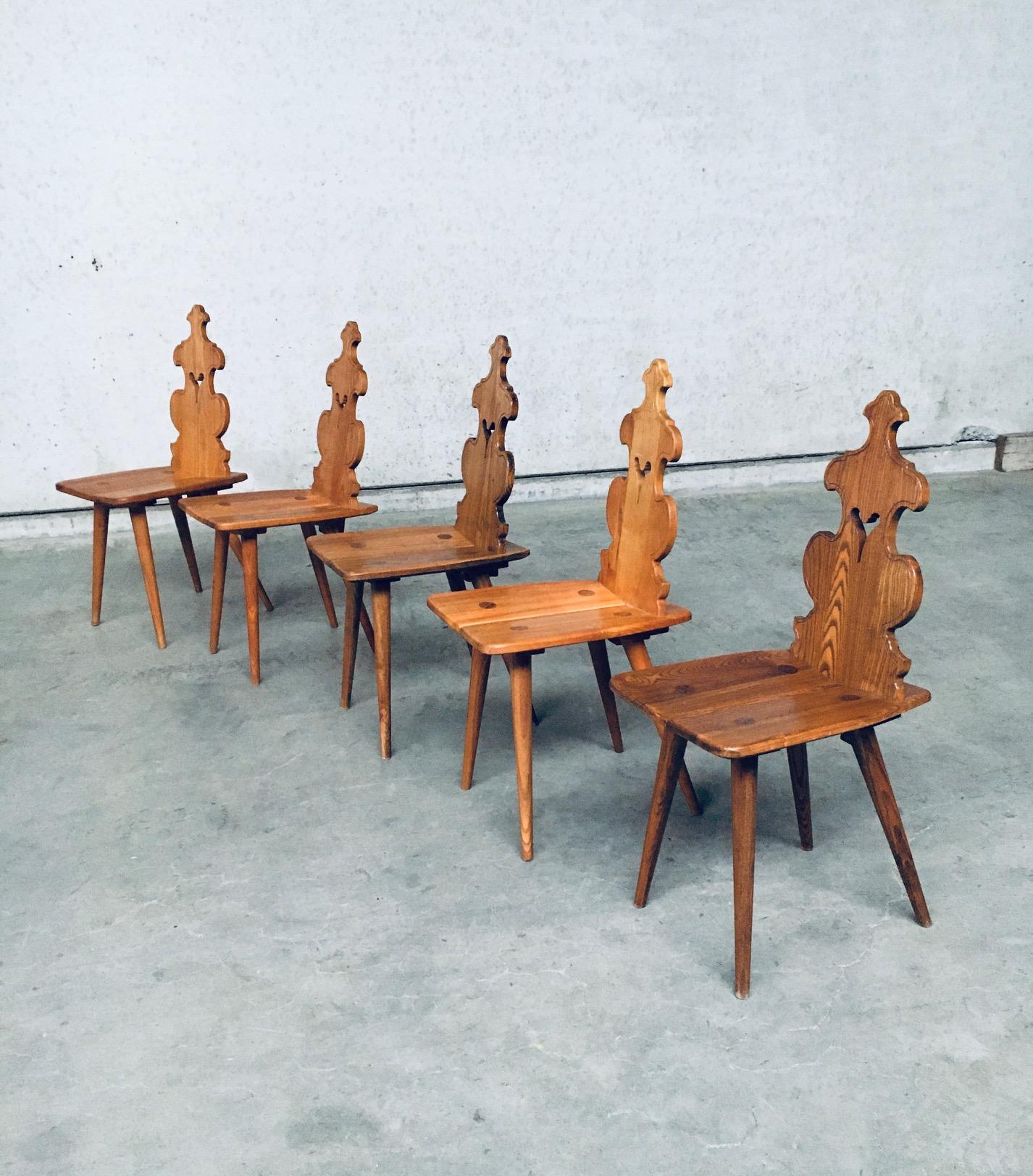 Polish Mid-Century Design Brutalist Style Tiroler Chair Set, 1960's Poland For Sale