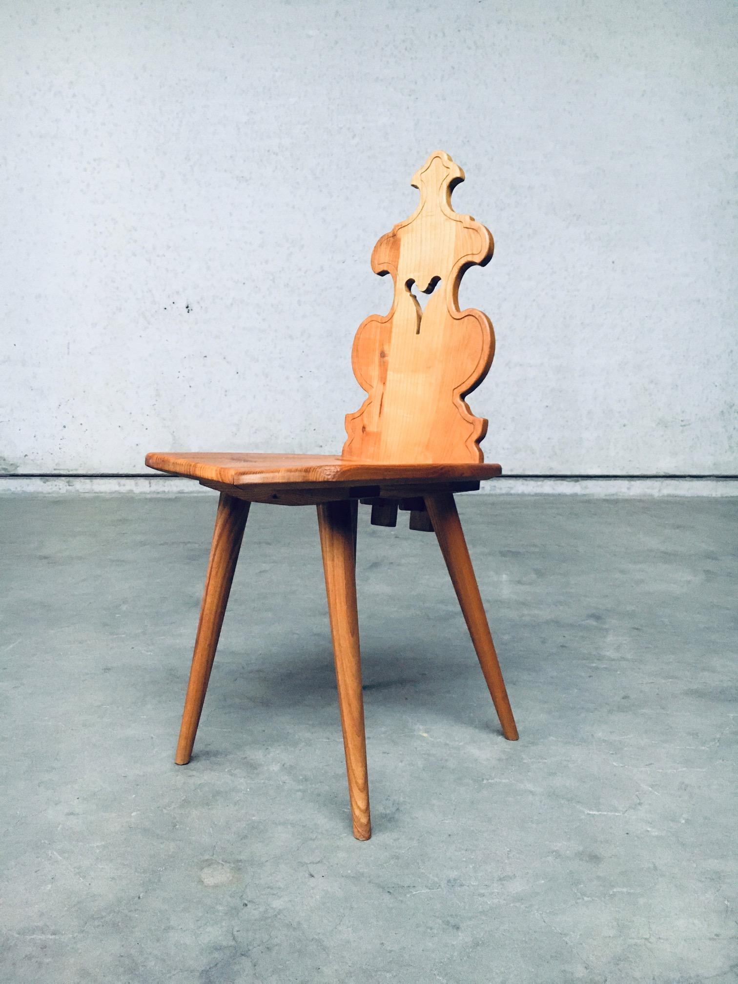 Pine Mid-Century Design Brutalist Style Tiroler Chair Set, 1960's Poland For Sale