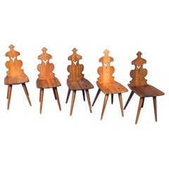 Mid-Century Design Brutalist Style Tiroler Chair Set, 1960's Poland