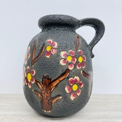 Keramikvase mit Blüte von Scheurich aus der Mitte des Jahrhunderts, 1970er Jahre