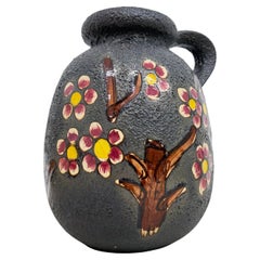 Keramikvase mit Blüte von Scheurich aus der Mitte des Jahrhunderts, 1970er Jahre