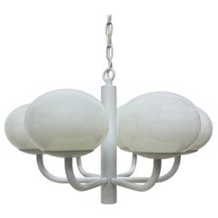 Lampadario di design di metà secolo bianco con globi di vetro , anni '70