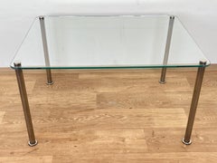 Table basse en verre et chrome design du milieu du siècle - vers les années 1970