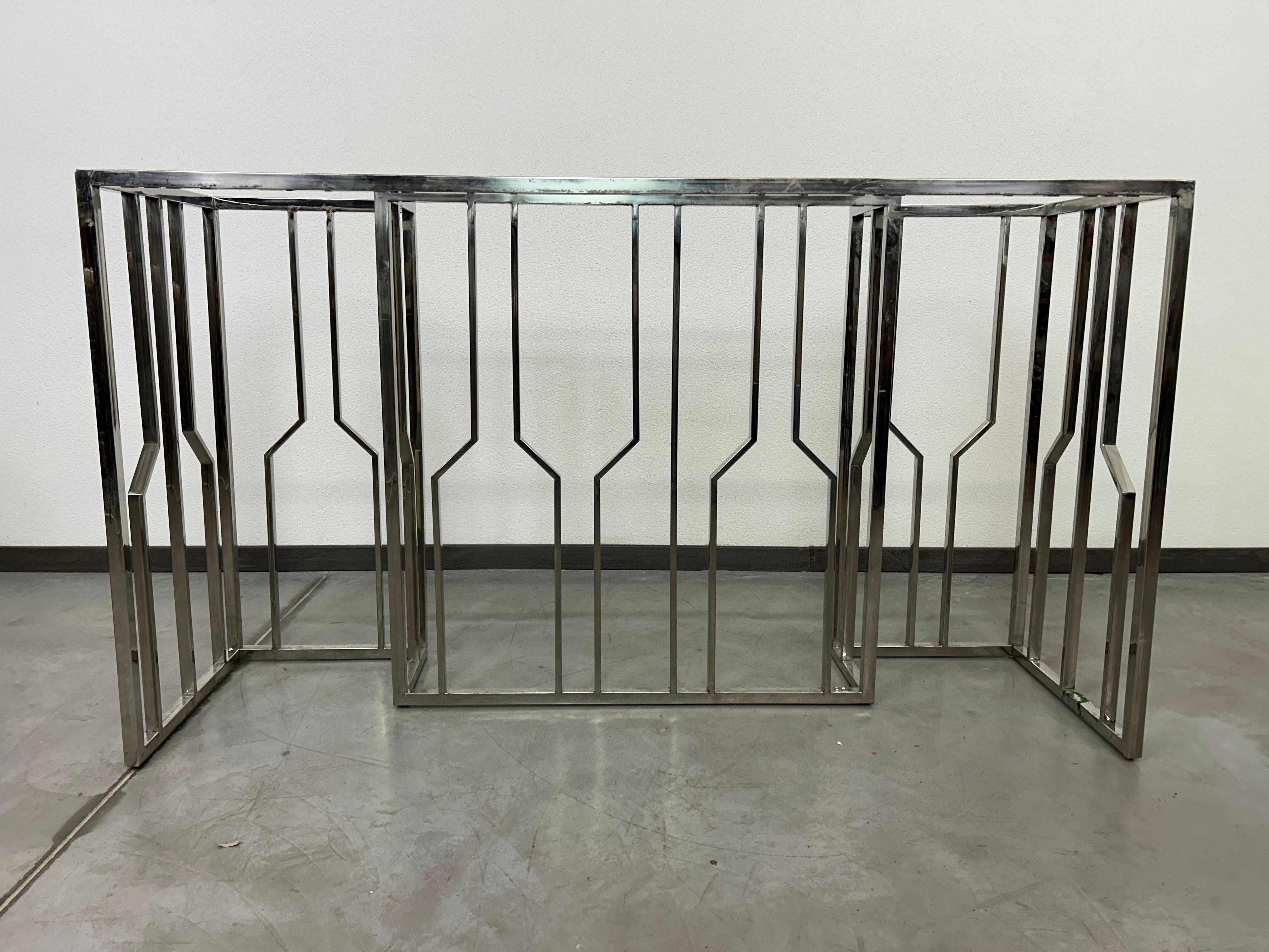 Chrome Mid-century design console table For Sale