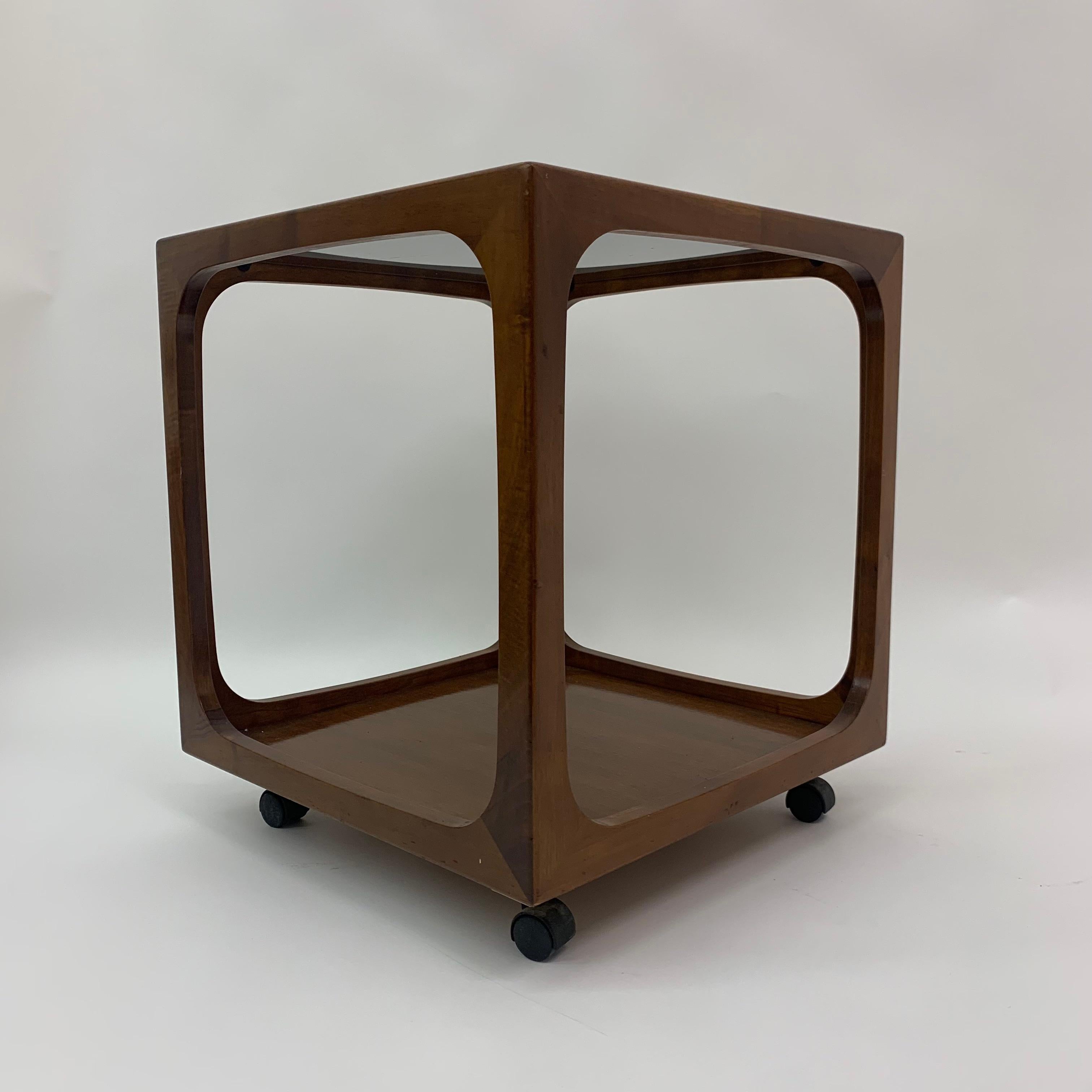 Teak Mid-century design cube side table , 1970’s