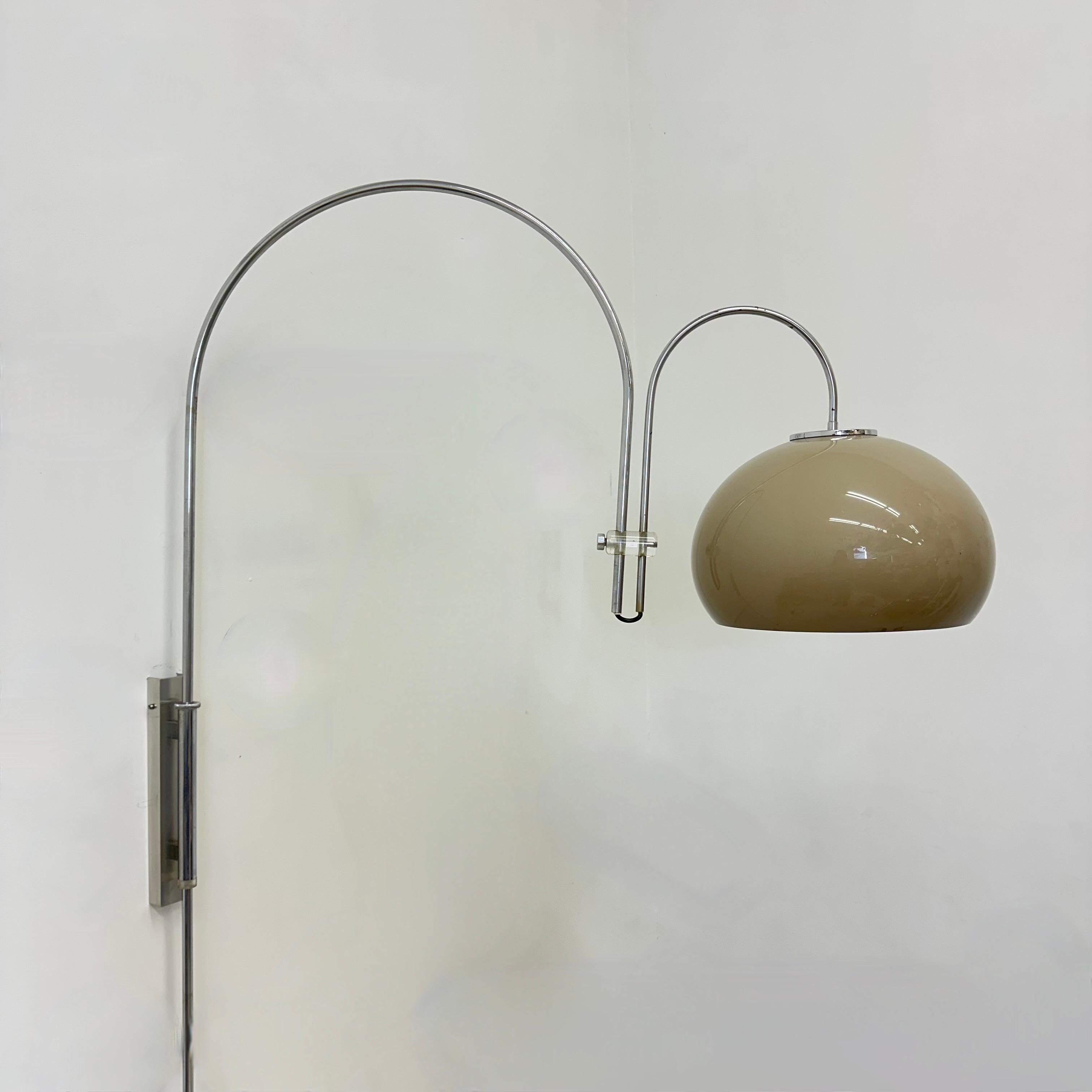 Metal Mid century design Dijkstra mushroom arc wall lamp , 1970s