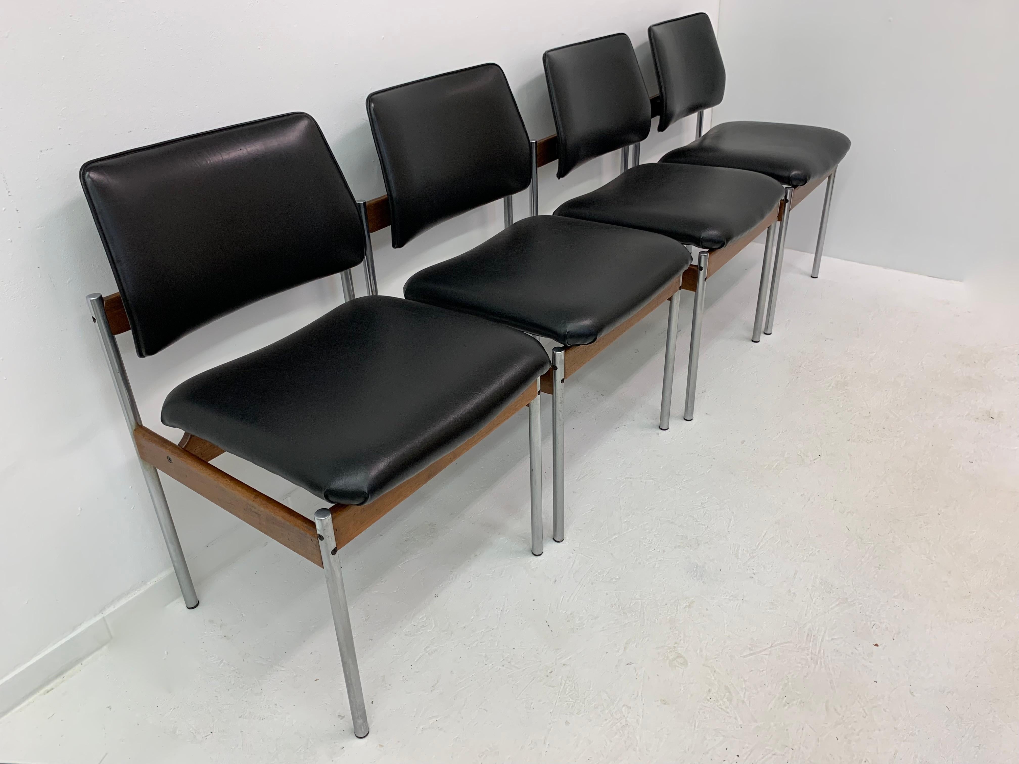 Metal Mid-century design dining chairs from Thereca, 1960s, Set of 4 For Sale