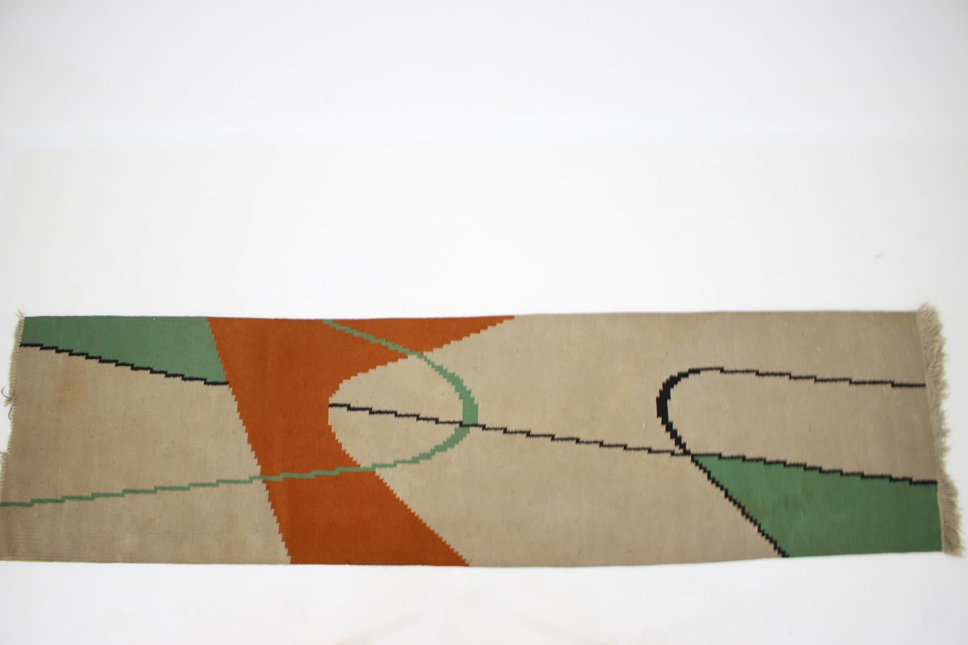 Mid Century Design Geometric Kilim Carpet/Rug in Style of Antonín Kybal, 1950s In Good Condition For Sale In Praha, CZ