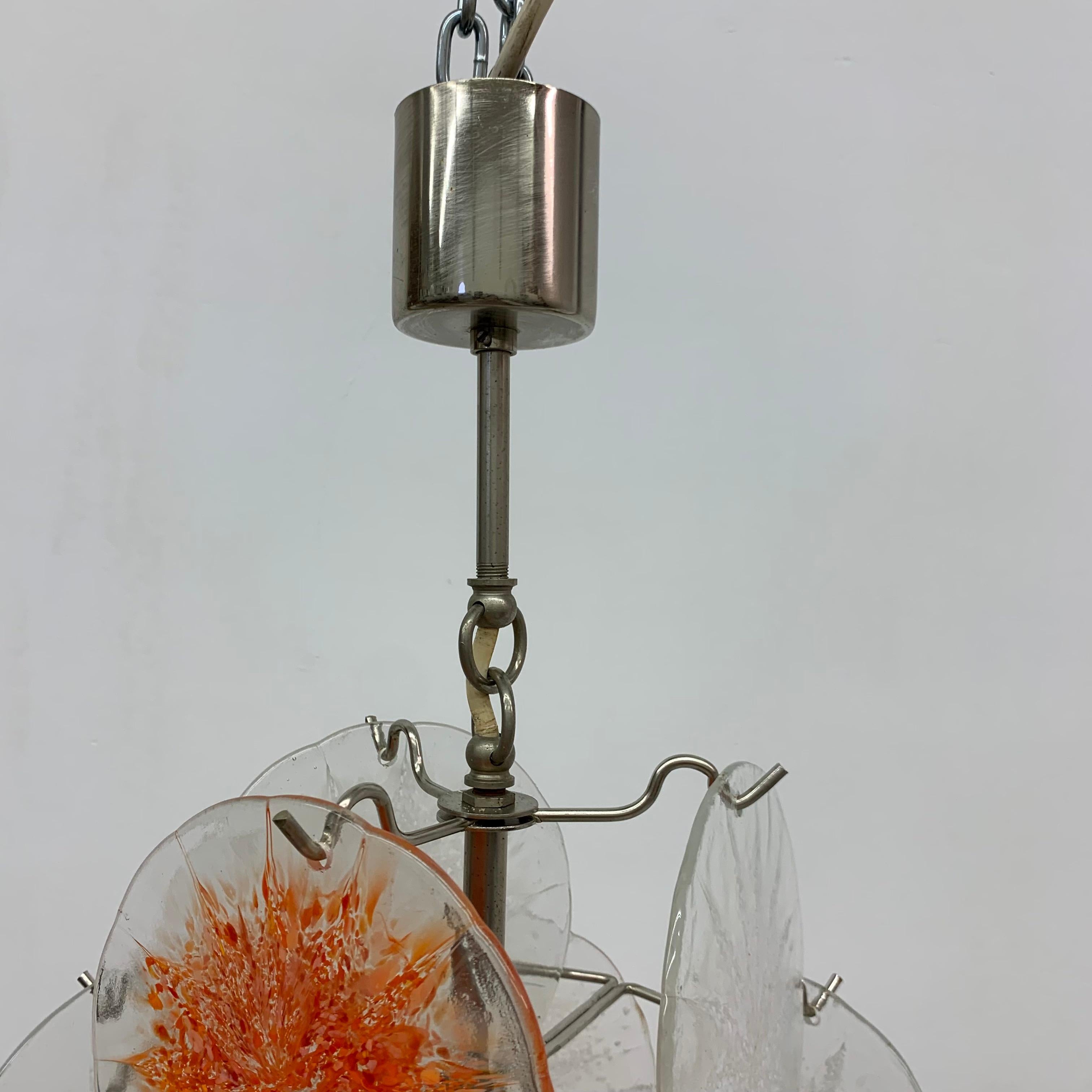 Midcentury Design Glass Disc Chandelier by Vistosi, 1970s For Sale 7