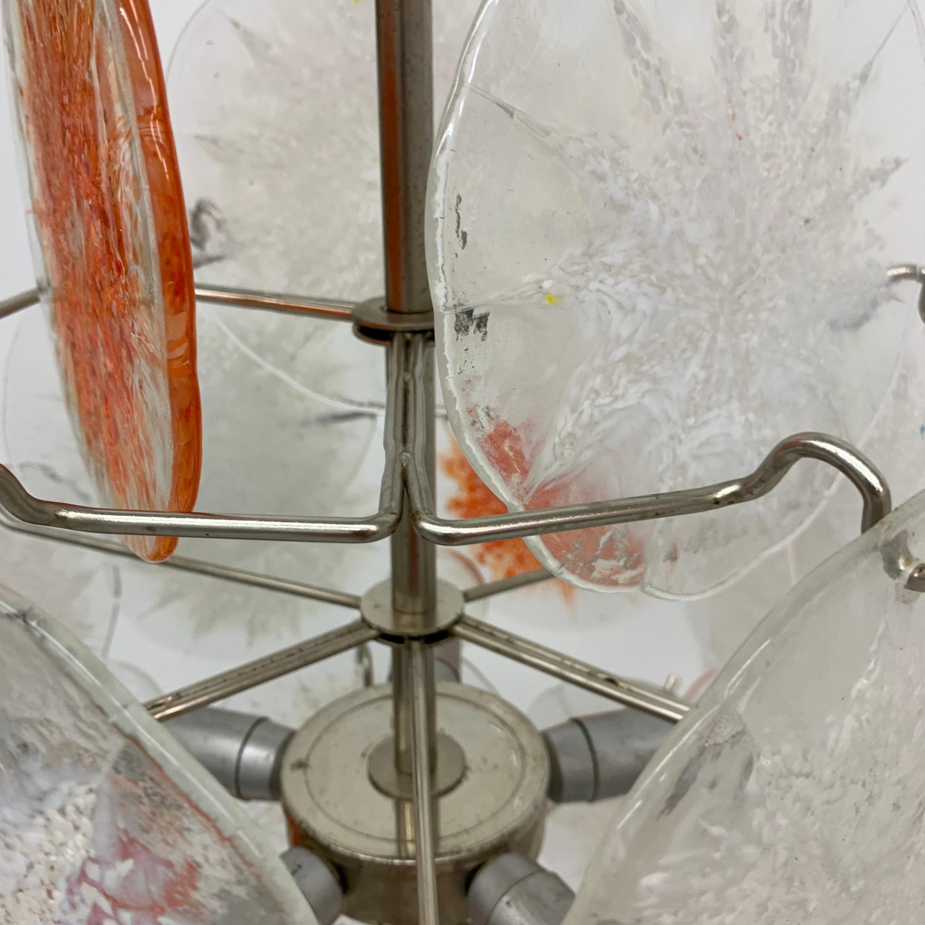 Midcentury Design Glass Disc Chandelier by Vistosi, 1970s For Sale 8