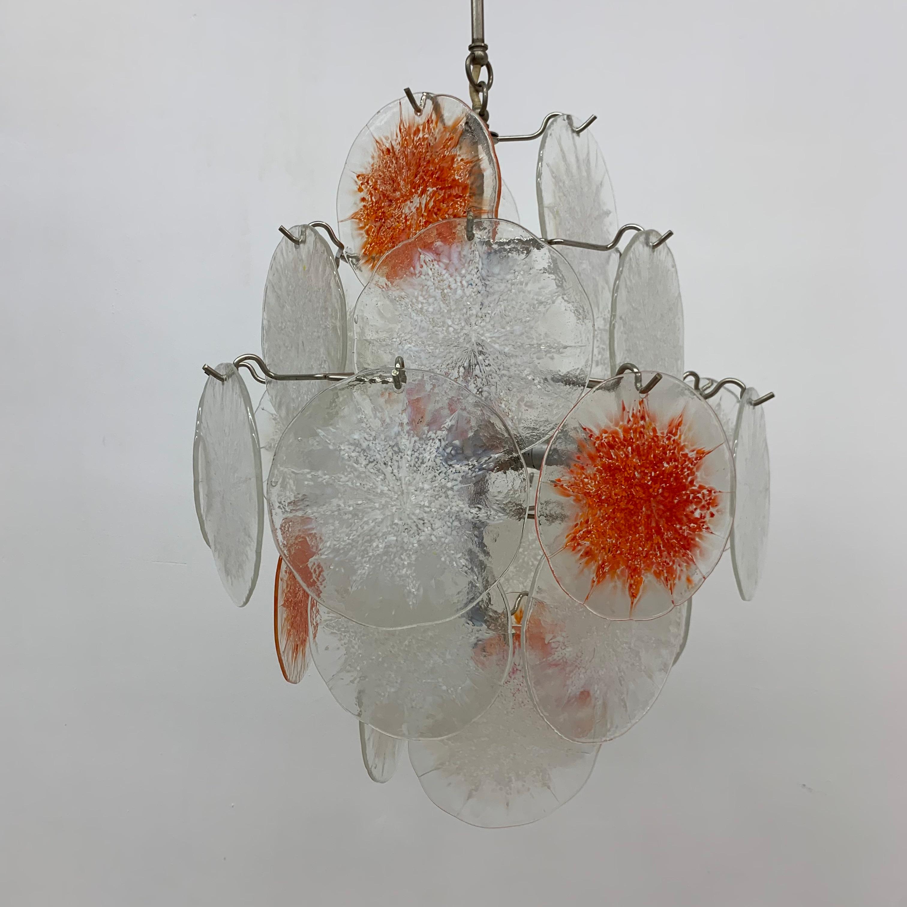 Midcentury Design Glass Disc Chandelier by Vistosi, 1970s For Sale 11