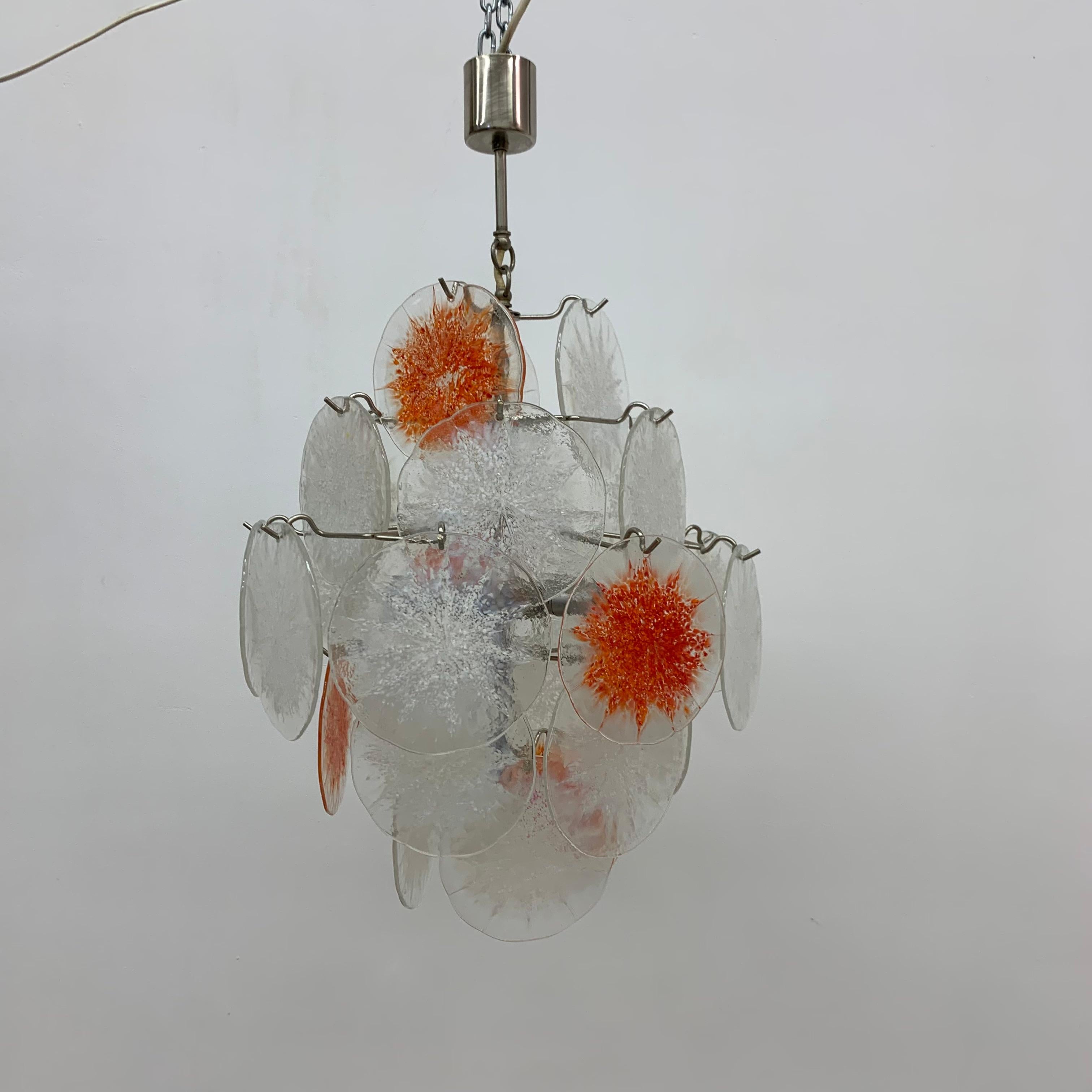 Midcentury Design Glass Disc Chandelier by Vistosi, 1970s For Sale 12